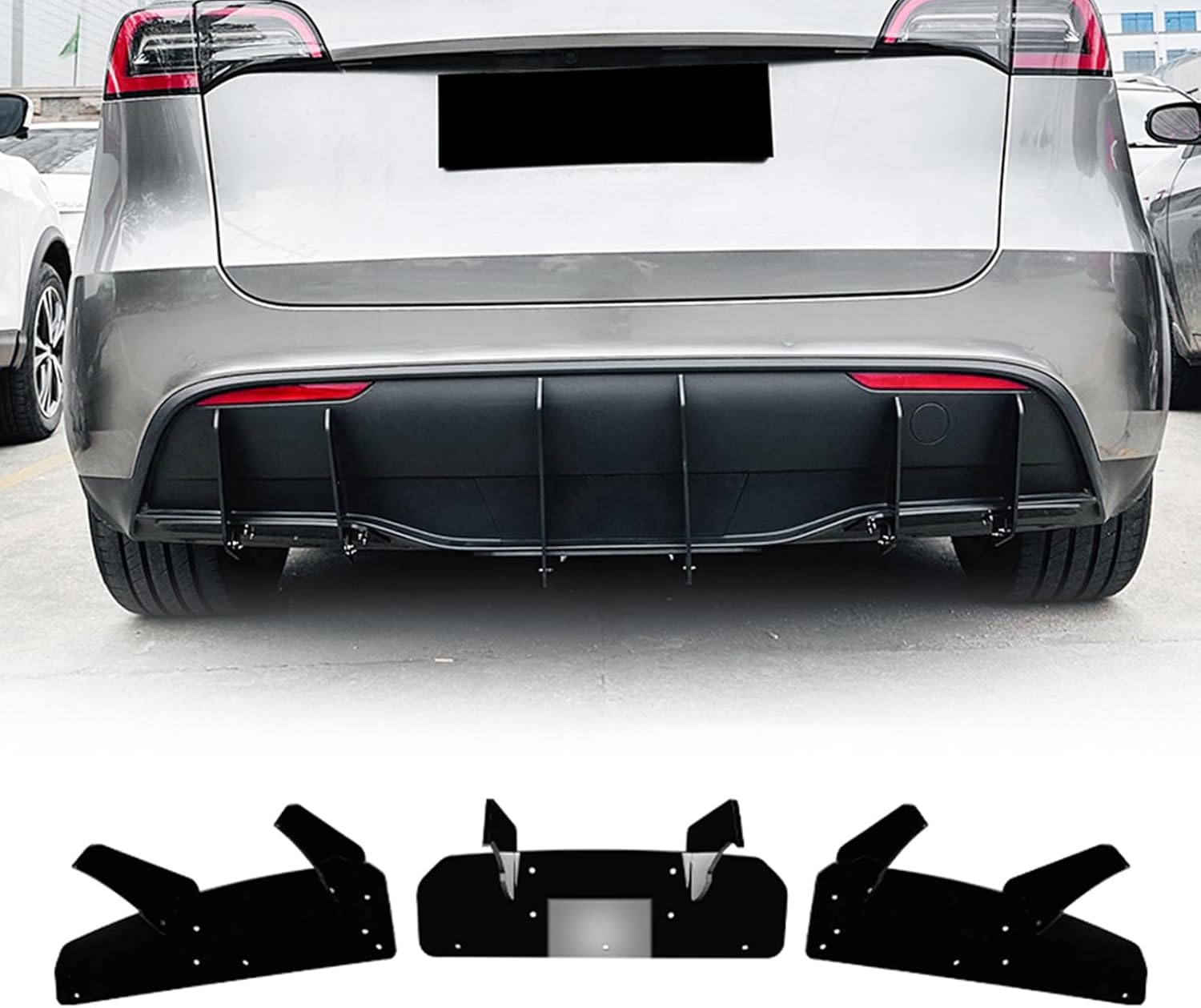 Rear Bumper Diffuser Lip Spoiler Body Kit for Tesla Model Y 2018-2025 2023 Black Rear Bumper Diffuser Lip Spoiler Body Kit for Tesla Model Y 2018-2025 2023 Black