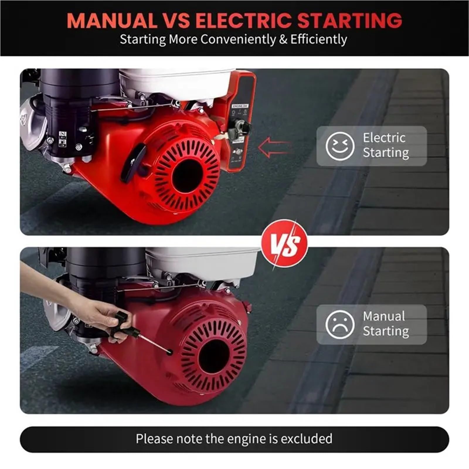 Arranque eléctrico moto Compatible con HONDA GX160 GX200 Kit de reemplazo del motor arranque volante