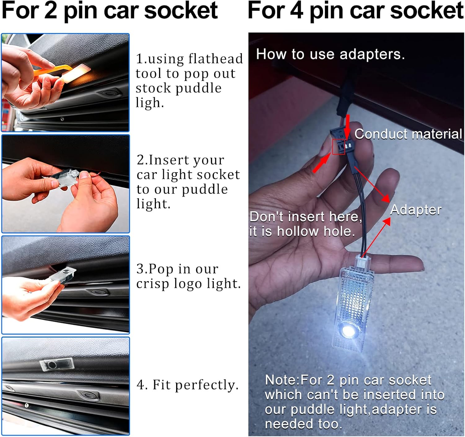 Car Welcome Lights, 4-Pack High-Definition LED Door Lights, Compatible with BMW 1/2/3/4/5/6/7 Series, and Suitable for X1/X2/X3/X4/X5/X6/X7/M/Z/GT Models