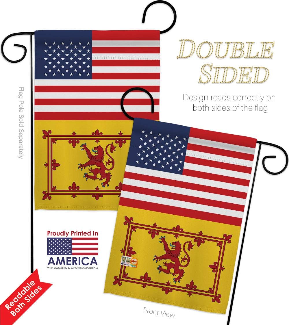 Royal Banner of Scotland US Friendship Garden Flag Set with Stand Regional USA American Alliance World Country Particular Area Small Decorative Gift Yard House Double-Sided Made In 13 X 18.5