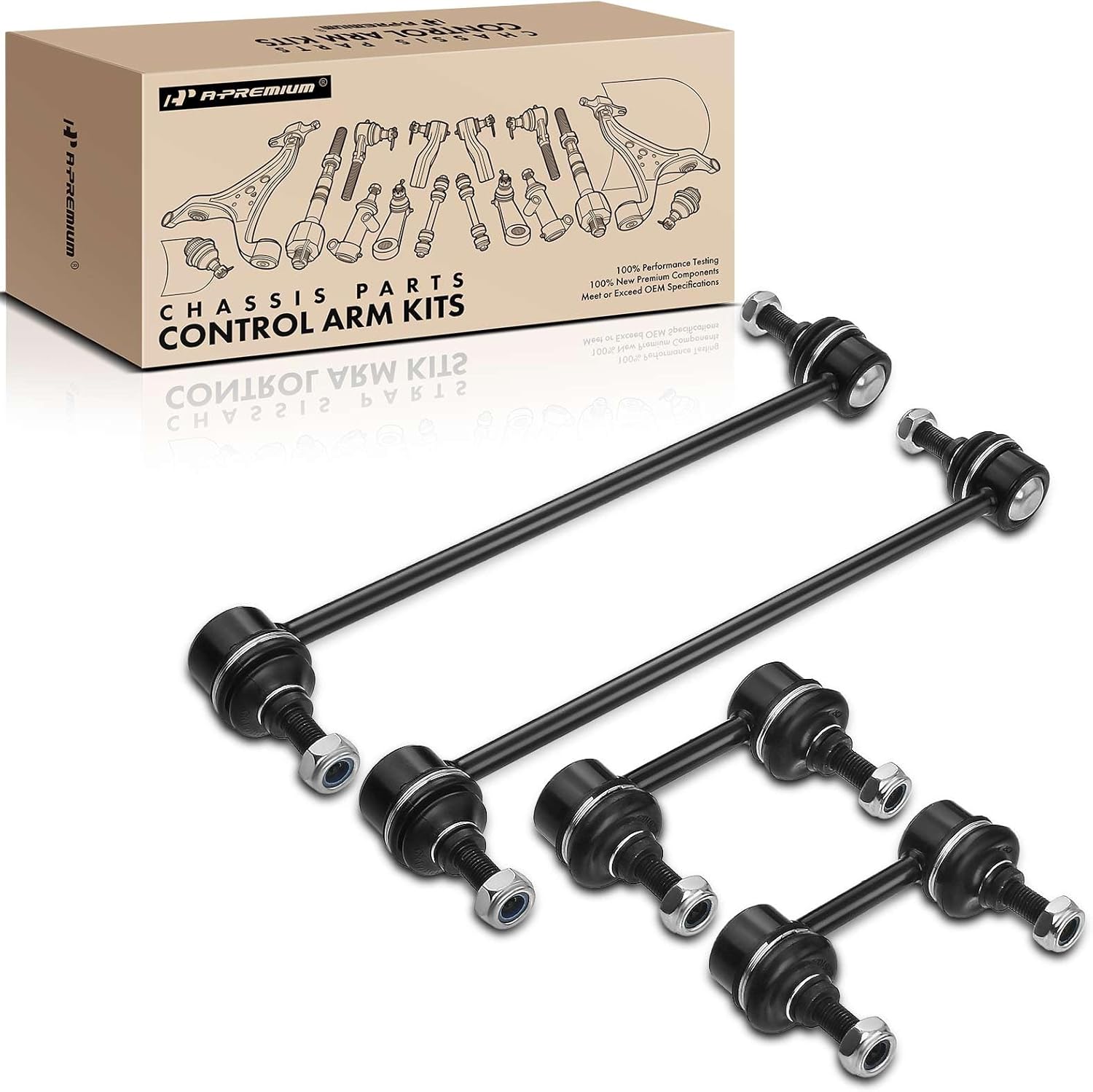 A-Premium Set of 4, Front & Rear Sway Bar Links Kit Stabilizer Bar Links Compatible with Mitsubishi Eclipse 2006-2012, Galant 2004-2012, Endeavor 2004-2011, FWD Only