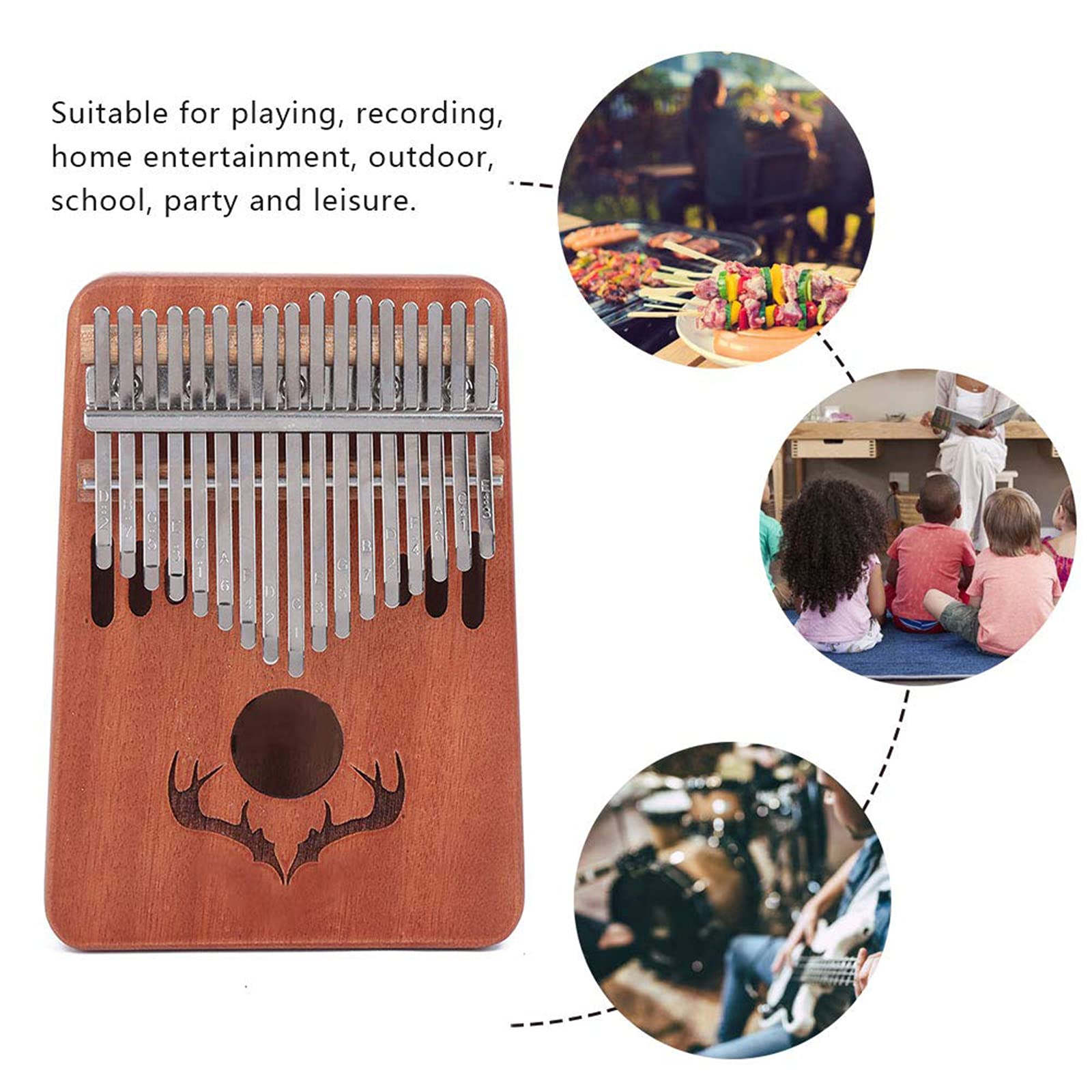 Kalimba, Instrument de Musique Adulte Piano à Pouce 17 Touches Instrument de Musique Portable Cadeaux pour Enfants et Adultes Débutants