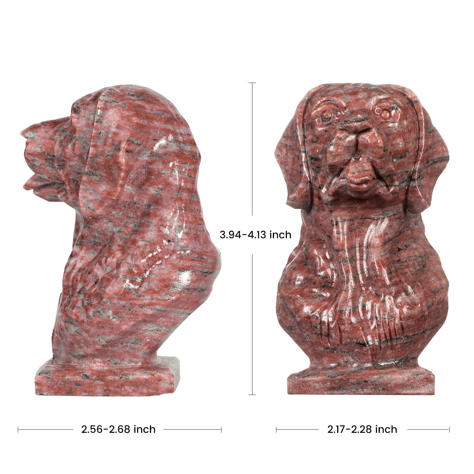 Nupuyai 4" Sesame Red Jasper Crystal Stone Dog Statue - Image 2
