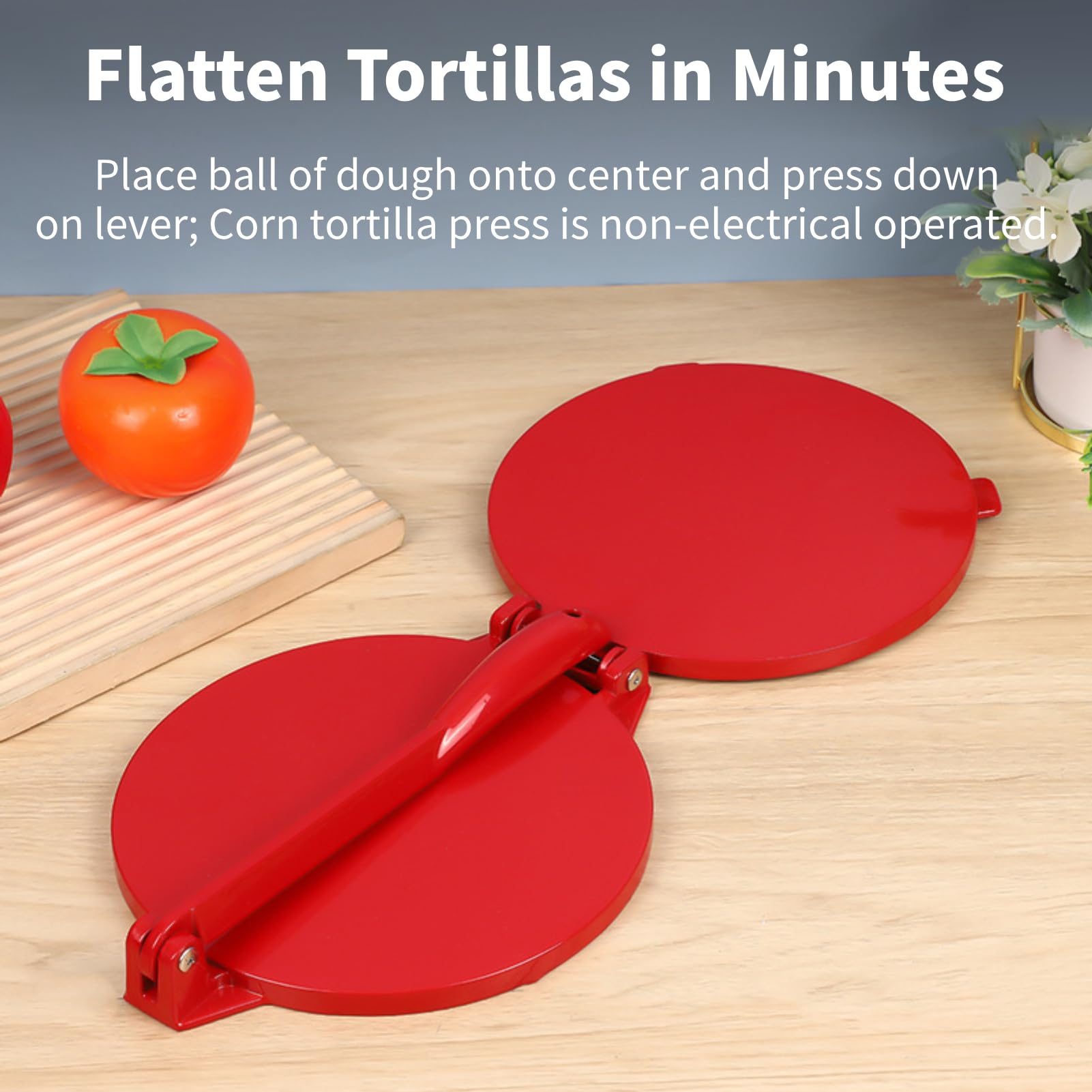 Diyeeni Prensa de Tortillas de 9 Pulgadas, Máquina para Hacer Tortillas Resistente con Mango Plegable, Prensa para Tortillas de Harina de Aleación de Aluminio, Prensa para Rotis, Prensa