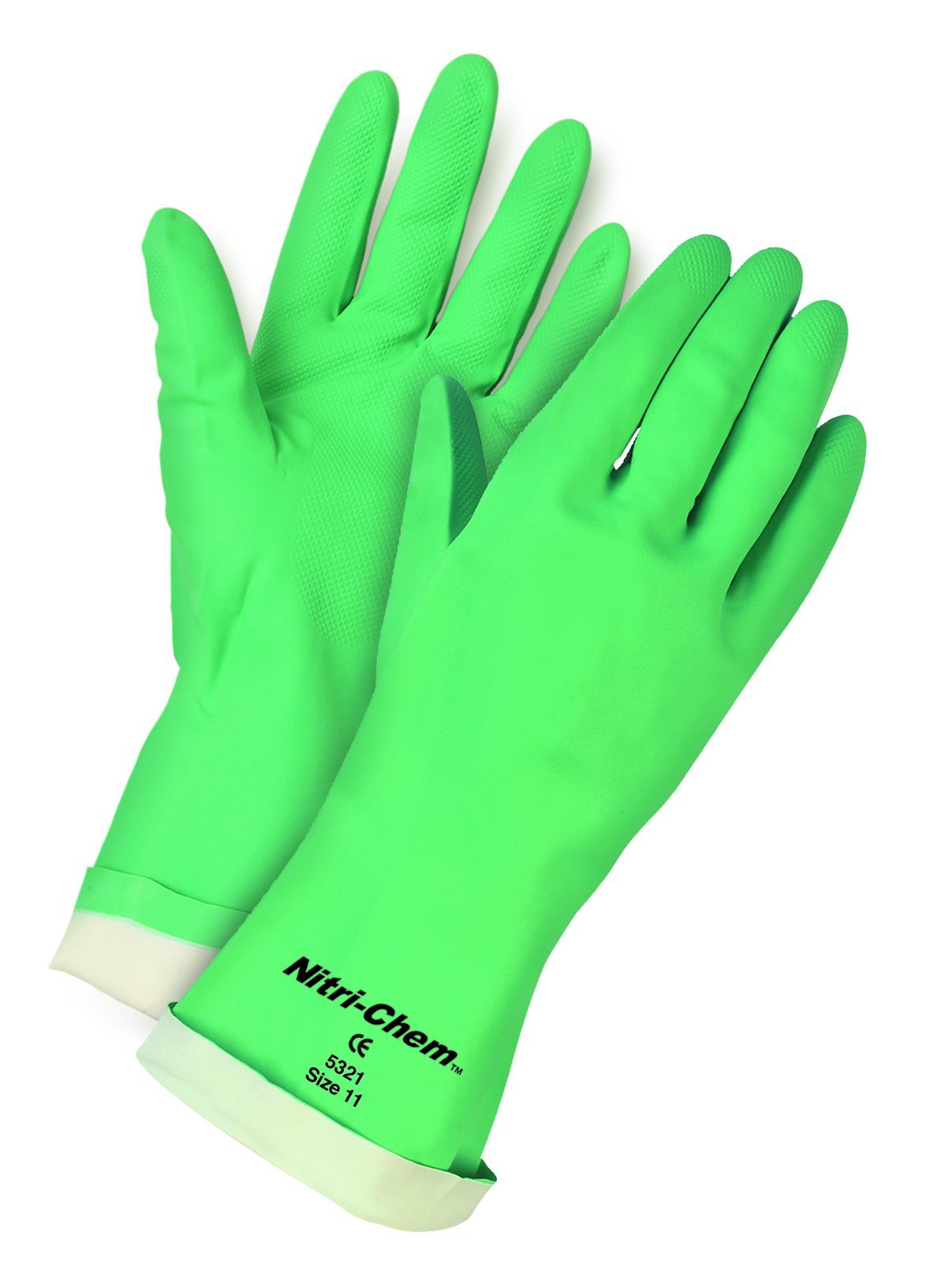 MCR Safety 5321E 11-1 2-Inch Nitri-Chem Seamless Nitrile Buna Rubber Economy Gloves with Straight Cuff and Flock Lining