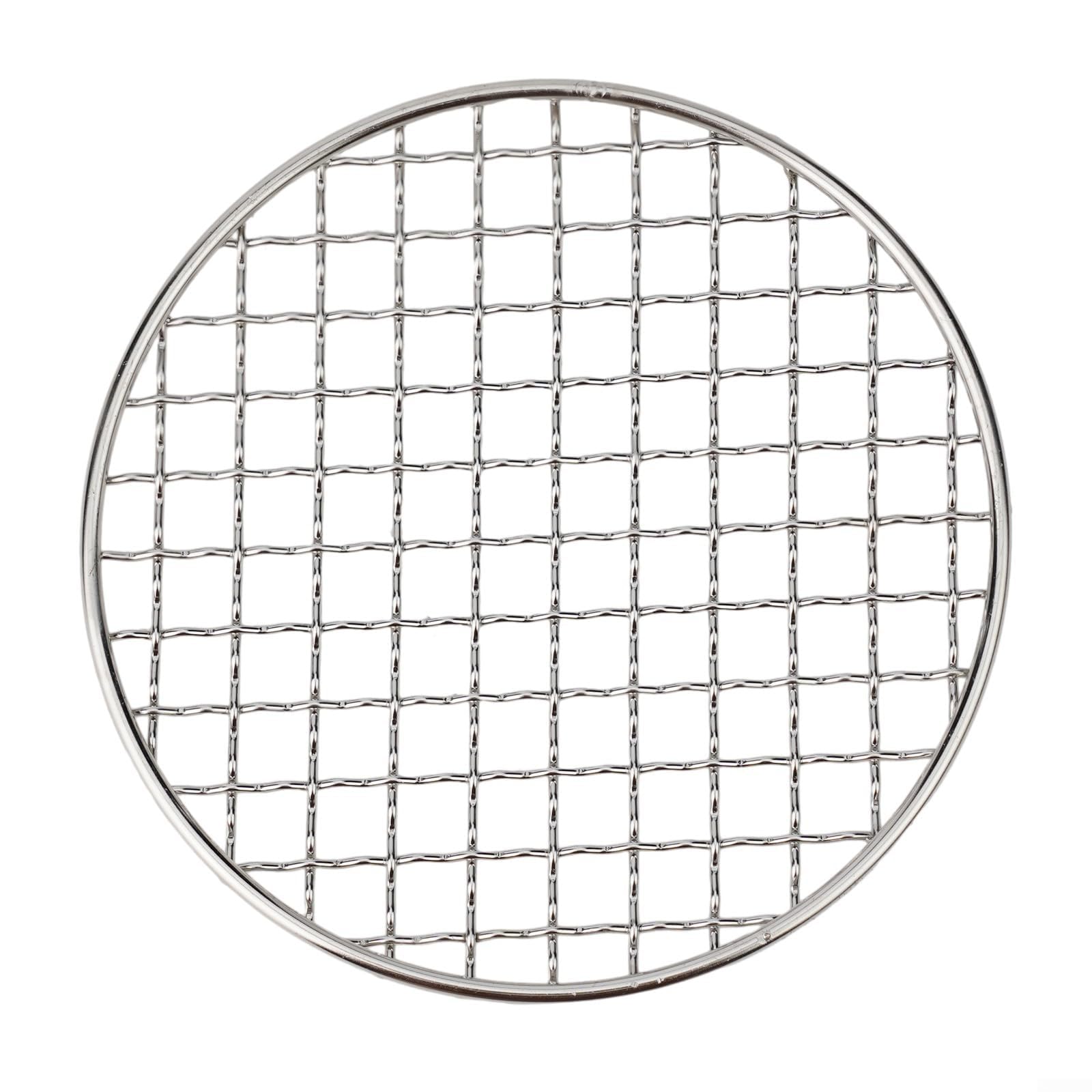 HGCOEYR BBQ Grill Mesh Net, Stainless Steel Silver BBQ Mesh Round Grill Net 150-380mm for Korean BBQ Baking Cooling(150MM)