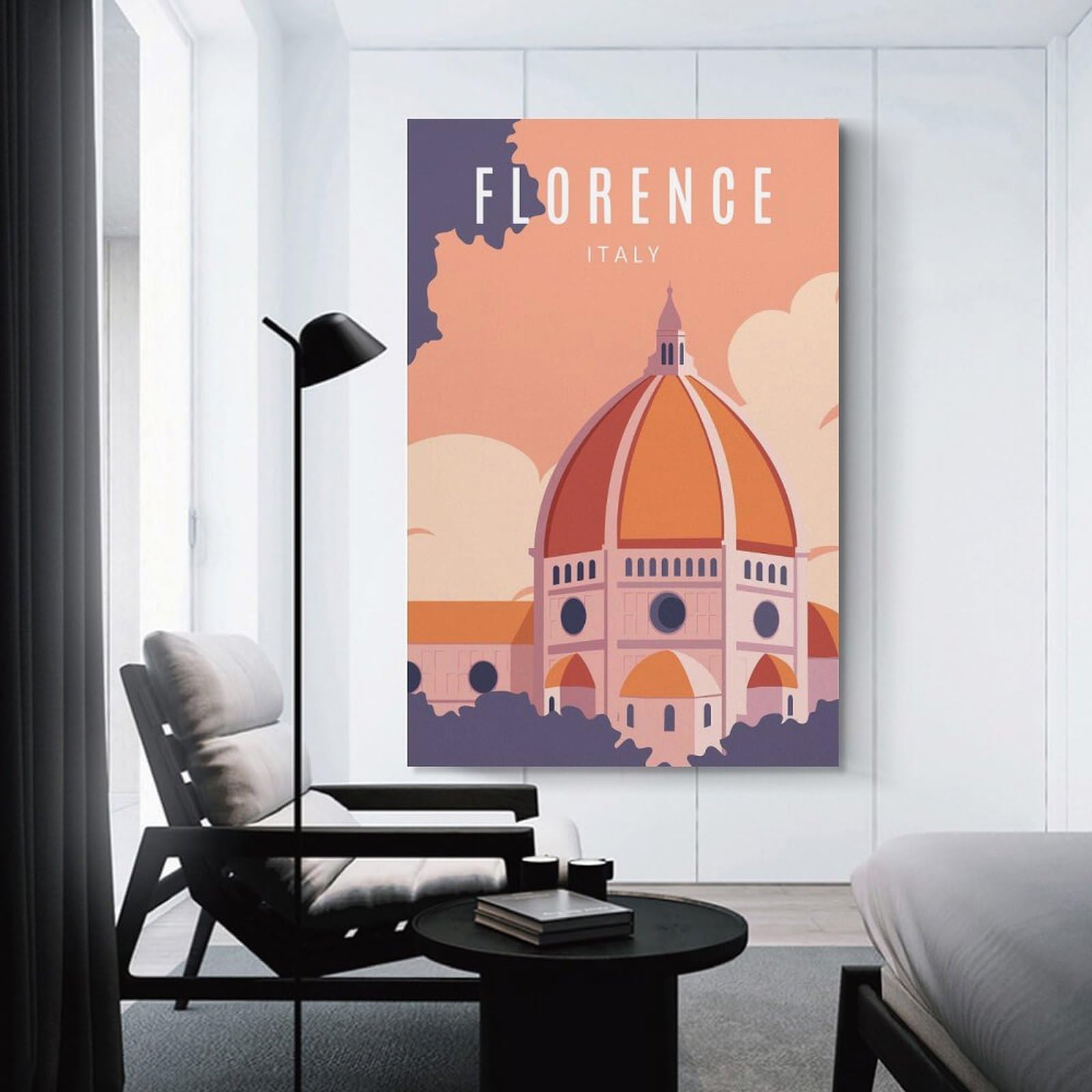 Junmoney Florence Italy Travel Hanging Wall Art 08x12inch(20x30cm), for Feature Walls in Flats Or Modern Rooms, Home Wall Art for Statement Displays