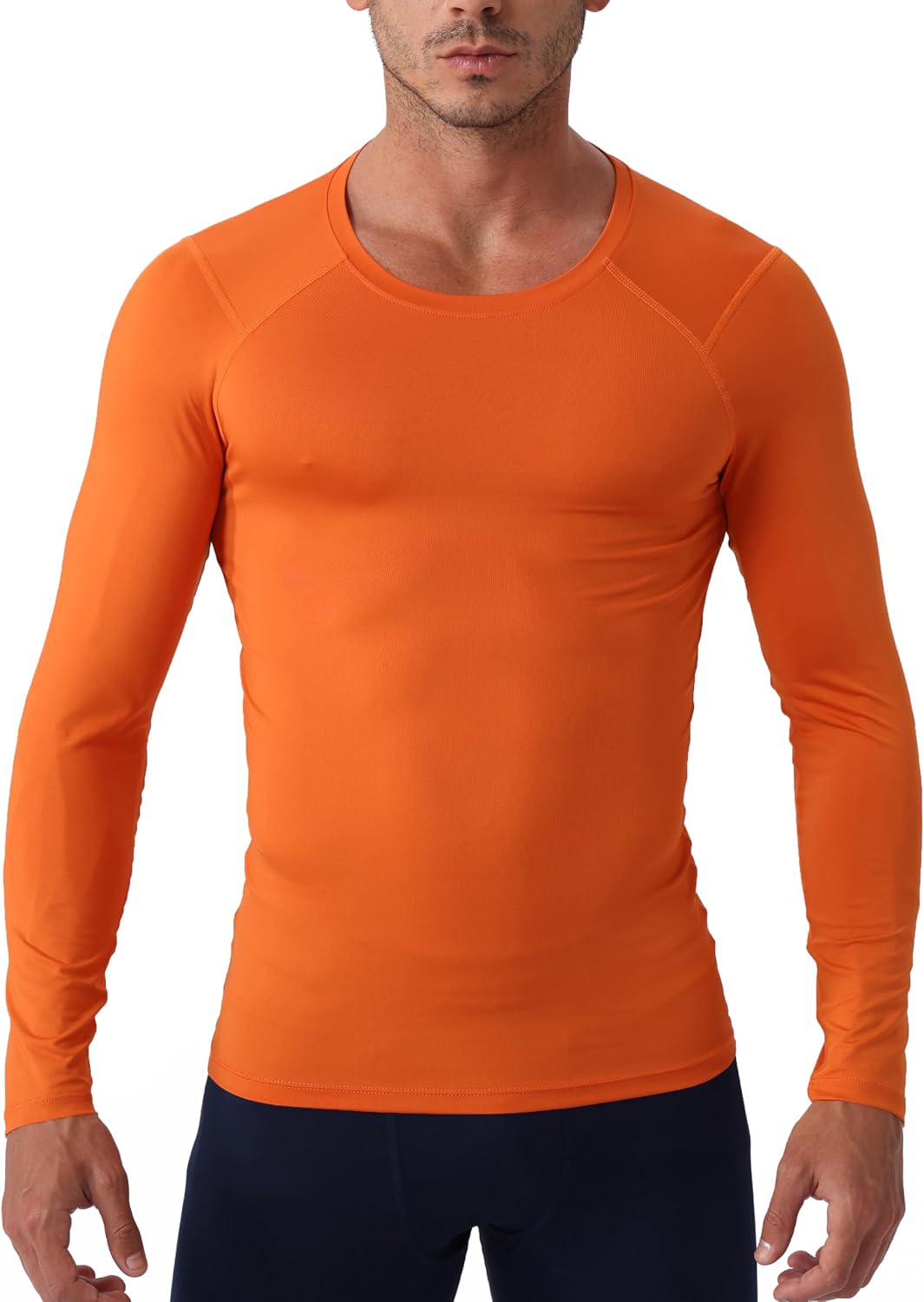 Queerier Men's Long Sleeve Compression Shirts Athletic Workout Sports Undershirt Base Layer Top