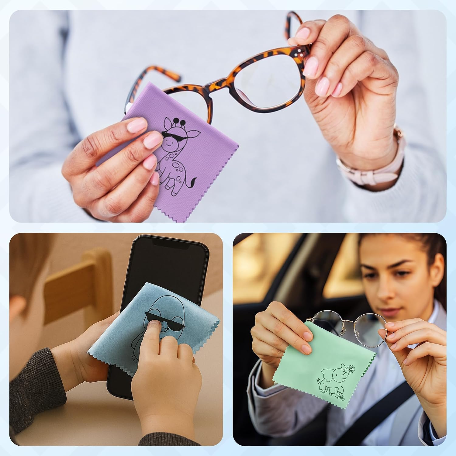 Premium Microfiber Cleaning Cloths for Glasses, Screens, Camera Lenses & Phones – Ultra-Soft Reusable Lens Cleaner (6-Pack)