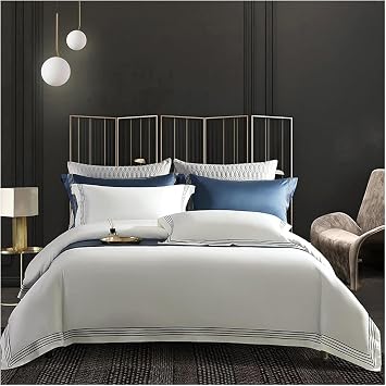 4 Threads Embroidered Bedding Set 1000TC Egyptian Cotton 1 Duvet Cover 1 Sheet 2 Pillowcases King Size 4 Piece Set1#,Queen Size 4pcs