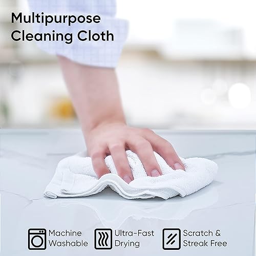 Miniatura 5 de Superio Trapos de tela de rizo blancos 100% algodón de 12 pulgadas, toallas de cocina, paños faciales, paños de spa, toalla de mano, trapos pequeños