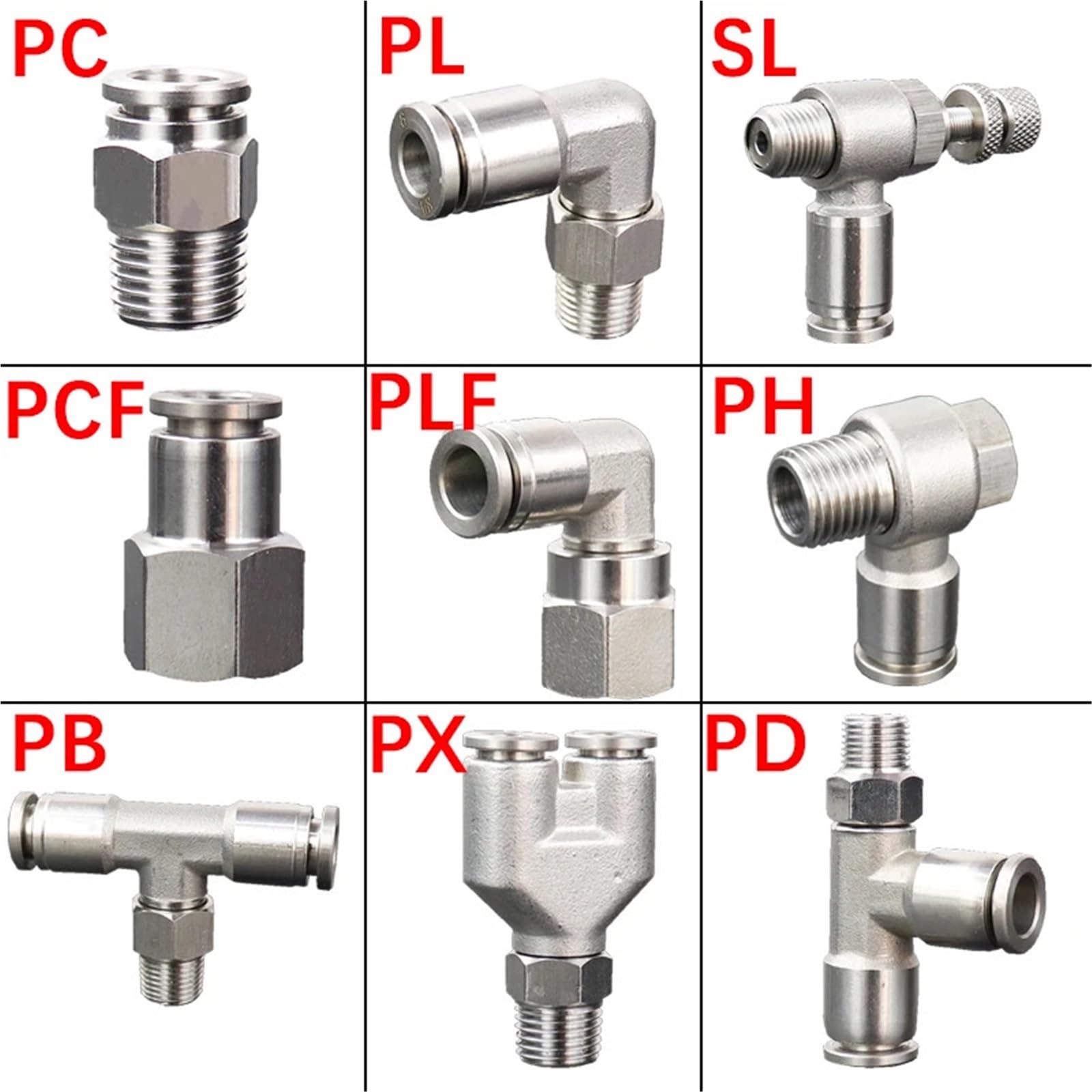 Raccord de tuyau pneumatique en acier inoxydable 304, connecteur de Tube d'air PD 1/8 1/4 3/8 1/2, raccords de tuyau à dégagement rapide 1 pièce(4-M5 (4mm-M5))