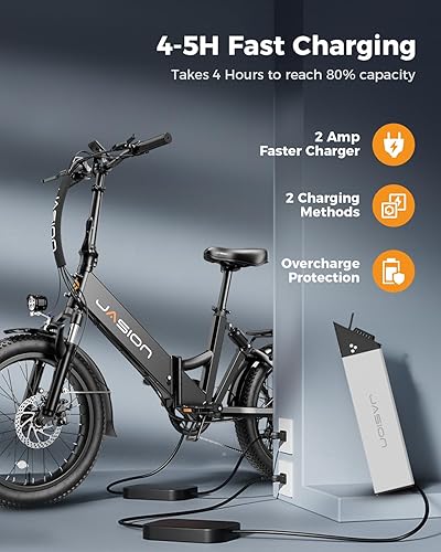 Miniatura 5 de Jasion Bicicleta eléctrica EB7 ST para adultos, motor de 500 W, velocidad máxima de 20 MPH, batería extraíble de 48 V 10 AH, bicicleta de montaña