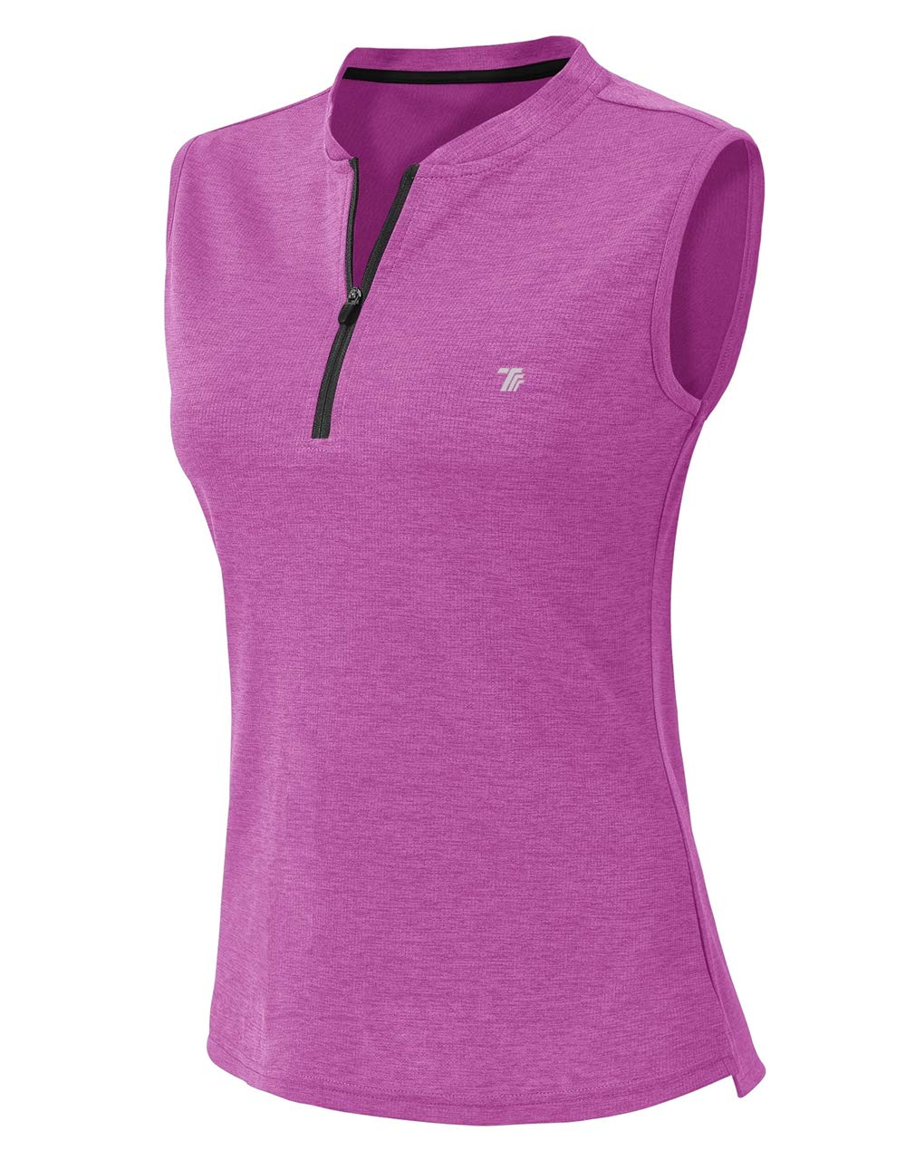 Ysento Women's Purple Sleeveless Golf Polo Shirts Zip Up Tennis Sports Athletic Tank Tops Upf 50+(,Xs)