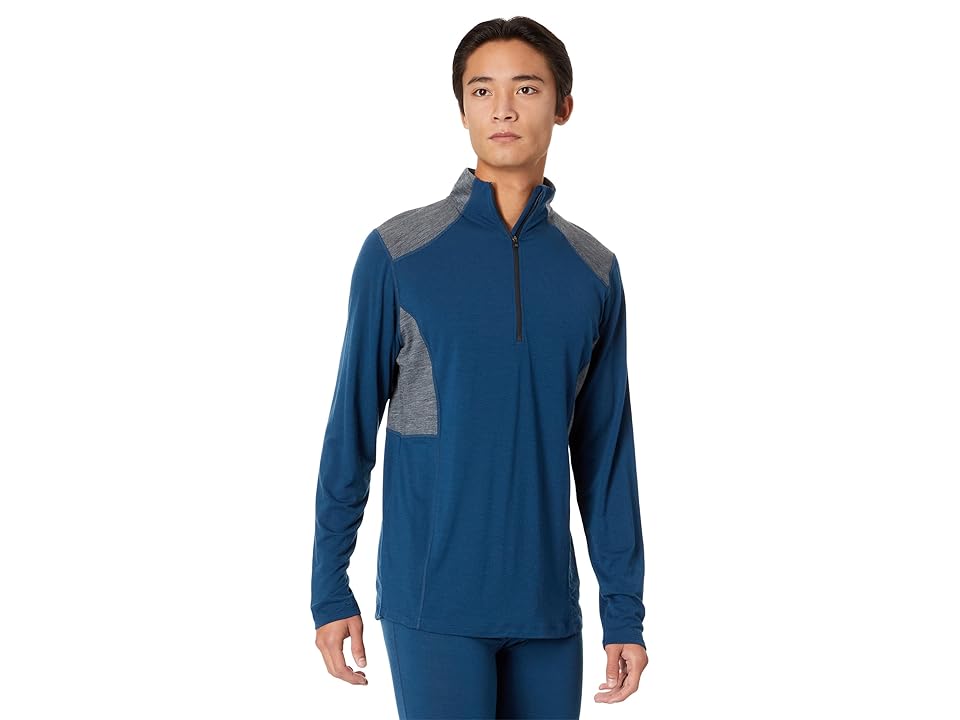 Hot Chillys Clima-Wool Zip-T (Nightfall/Grey Heather) Men's Clothing INTERNATIONAL SHIPPING