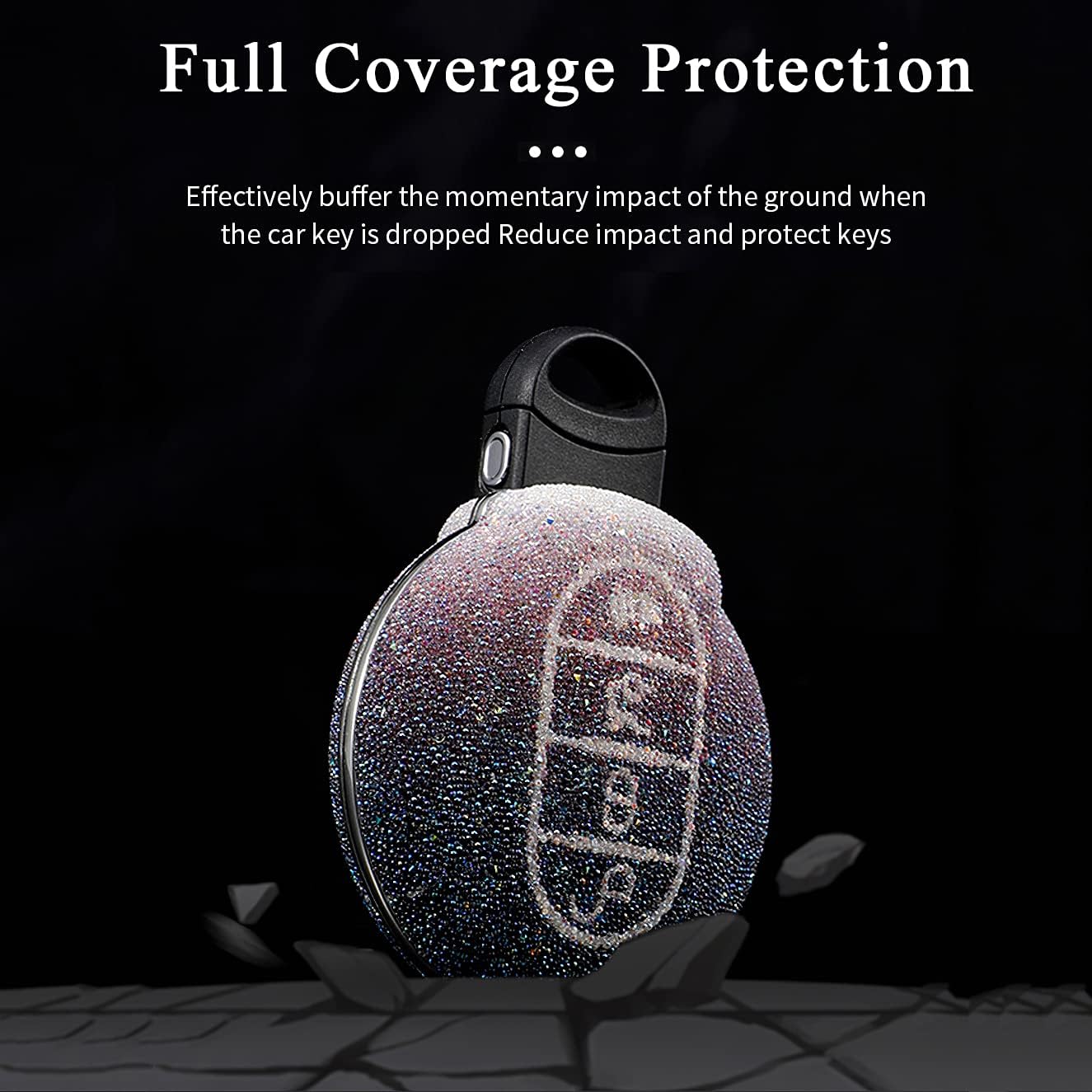 SANRILY for BMW Mini Cooper Key Case Keyless Entry Bling Rhinestone Key Fob Cover for Mini Clubman Countryman Convertible Hardtop with Keychain Gradient Purple