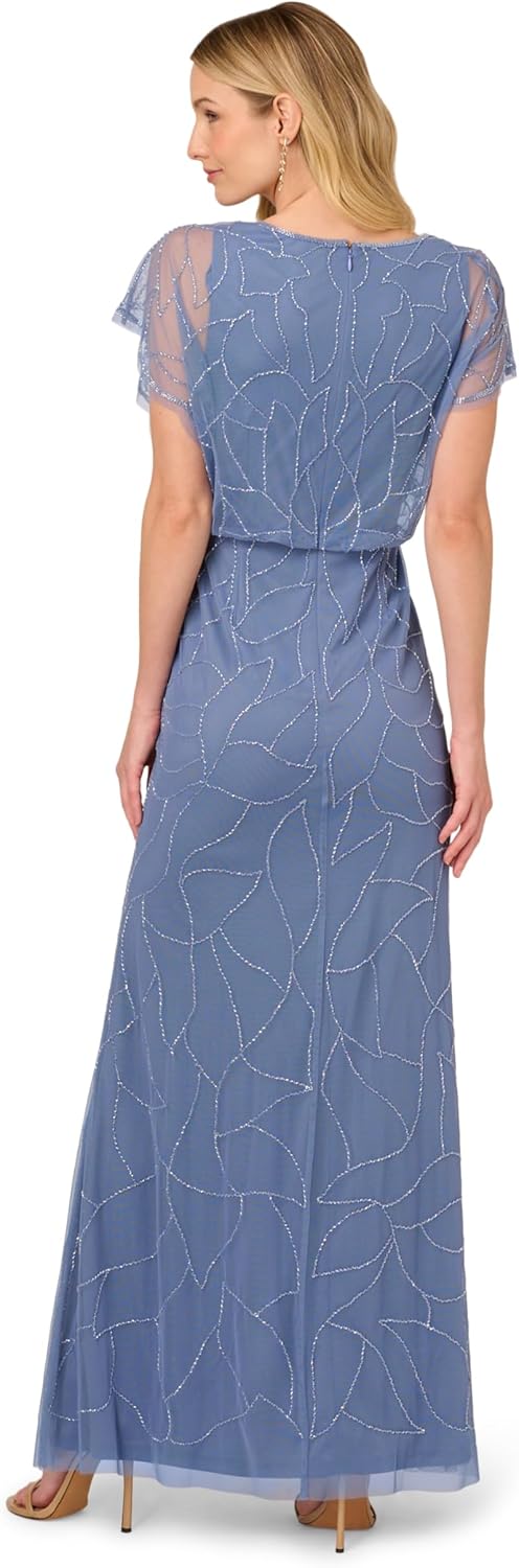 Adrianna Papell Womens Beaded Blouson Long Dress - Image 2