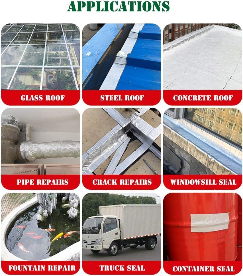 Miniatura 4 de LLPT Cinta de butilo de aluminio blanca de 6 pulgadas x 16.5 pies, cubierta de escotilla intermitente, impermeable, cinta de reparación de fugas