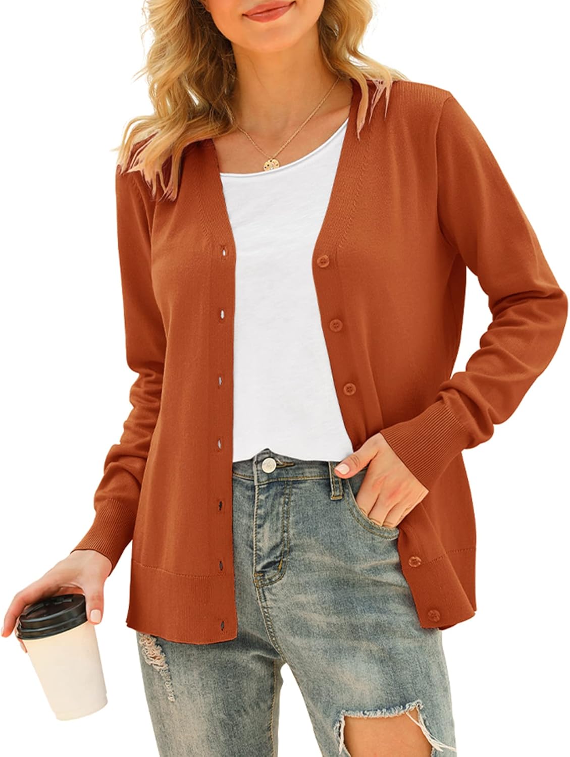 VIISHOW Women's V Neck Button Down Knitwear Long Sleeve Soft Basic Knit Cardigan Sweater