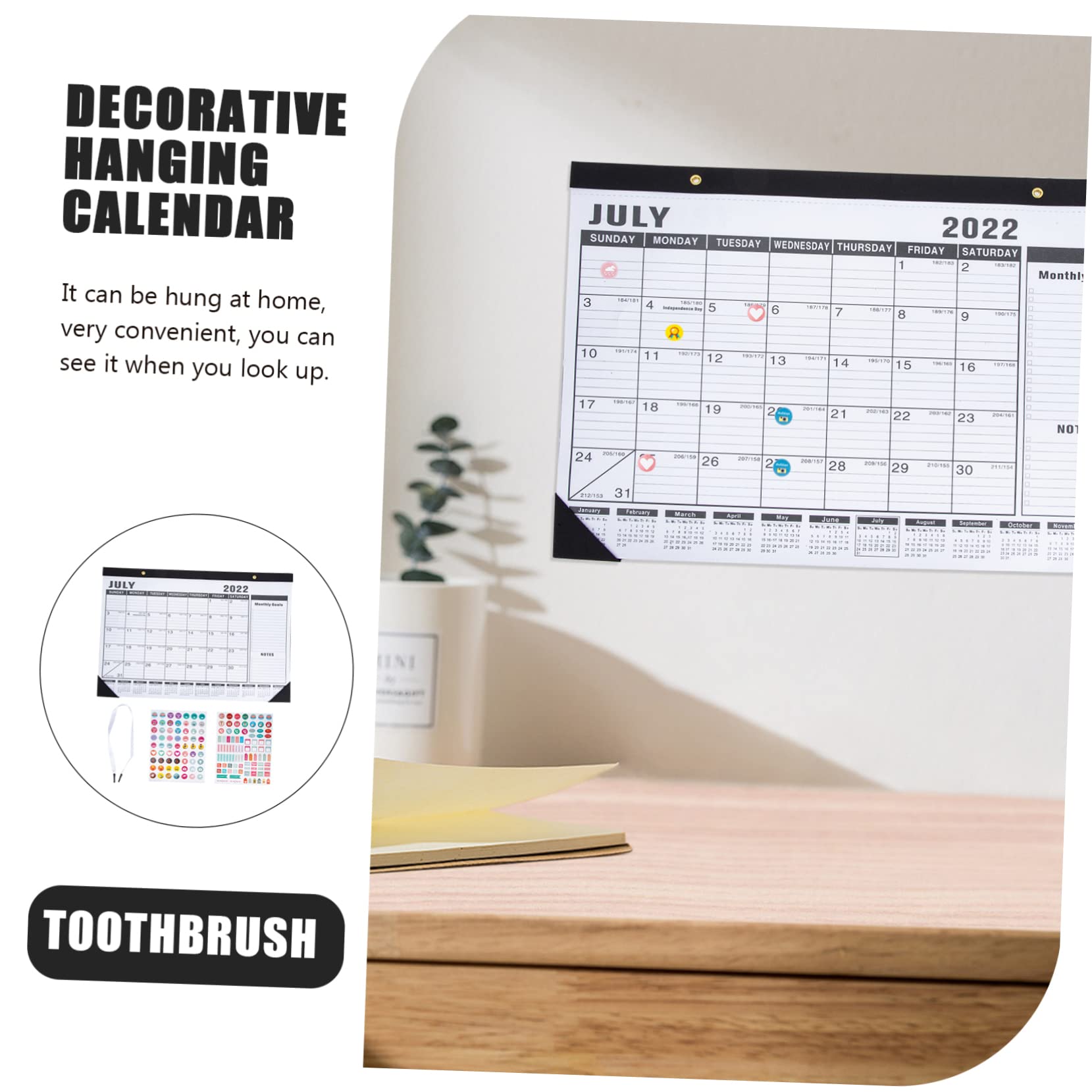 SEWACC 5stücke Convenient English Monthly Wall Calendar Household Hanging Calendar Für Home Schule Und Büro Leicht Und Langlebig Einfache Nutzung Ästhetisches Design