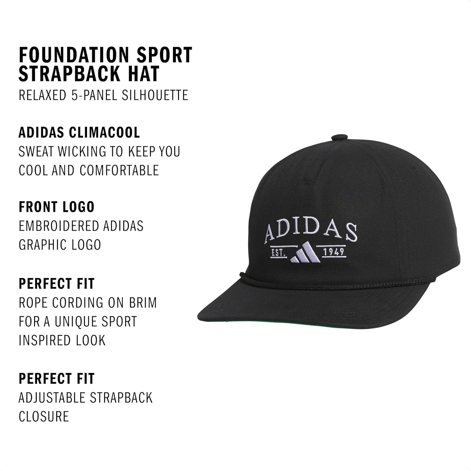 Adidas Unisex-Adult Foundation Strapback Hat – Adjustable Baseball Cap with Classic Logo - Image 2