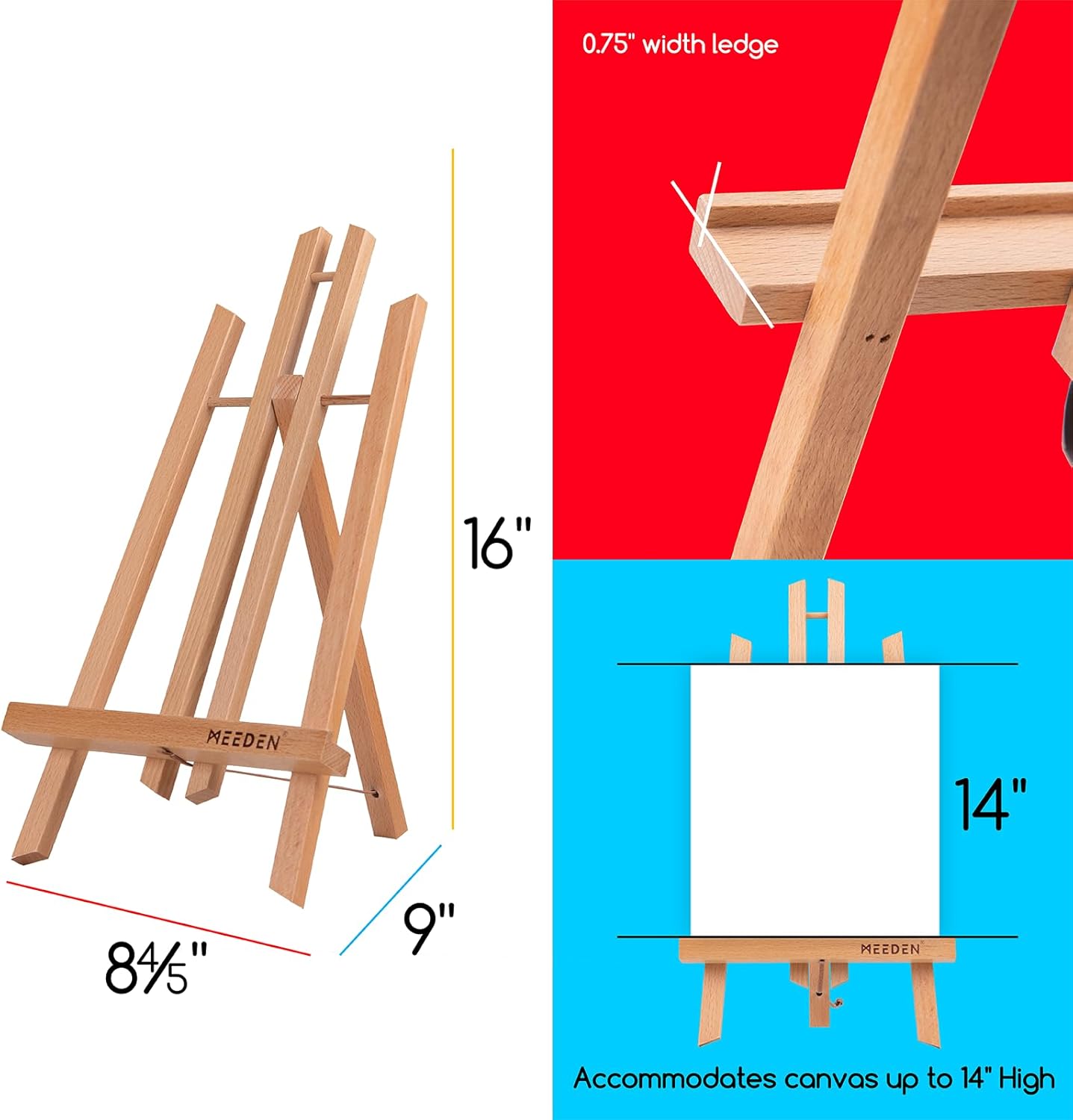 MEEDEN 16 Inch Tabletop Easel: 12 Pack Beech Wood Easel for Painting - Display Table Top Easel Canvas Stand for Painting Sign - Image 2