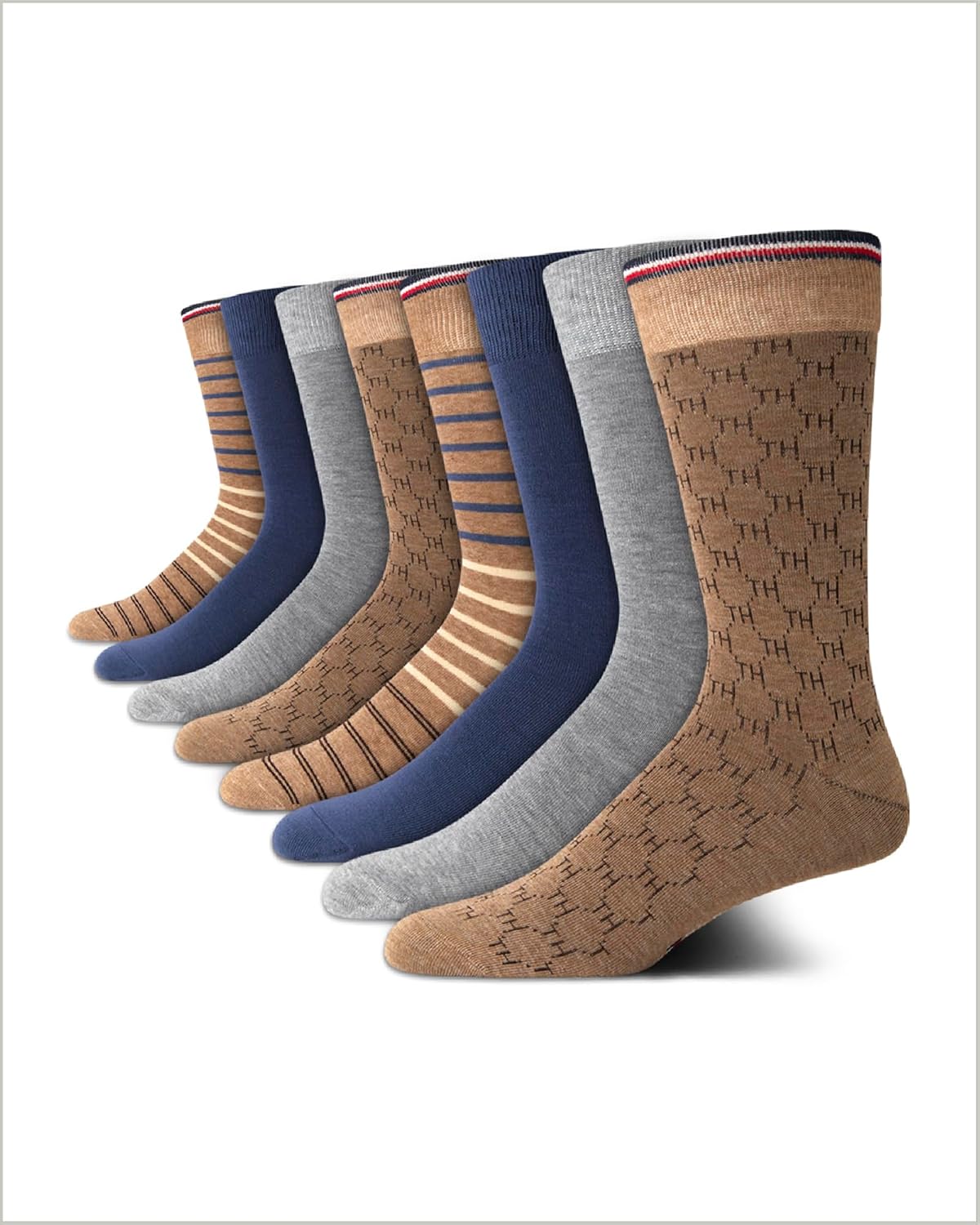 Tommy Hilfiger Mens Dress Socks - 8 Pack Lightweight Casual and Formal Everyday Crew Work Socks for Men with Reinforced Heel - Image 6