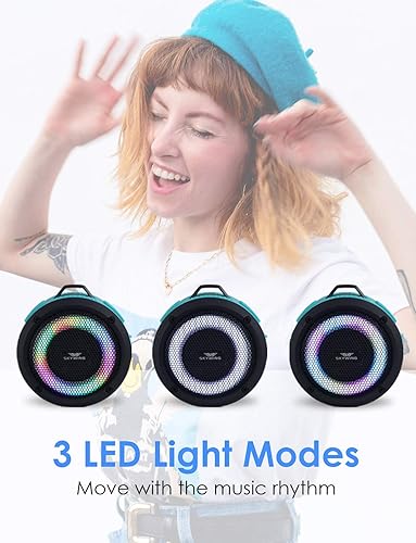 Miniatura 4 de Soundace S6 IPX7 - Altavoz de ducha impermeable de 5 W, altavoz Bluetooth con cordón de gancho de ventosa, luz RGB de 15 horas, mini altavoz