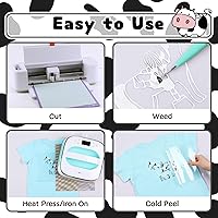 Vista 7 de HTVRONT Vinilo HTV con estampado de vaca, 12 pulgadas x 8 pies, vinilo de transferencia de calor impreso de vaca para camisas, fácil de cortar