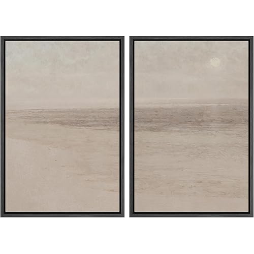 SIGNWIN Framed Canvas Print Wall Art Set Soft Abstract Landscape Cool and Neutral Tones Modern Minimalism Decorative Nordic for Living Room, Bedroom, Office - 16"x24"x2 Black