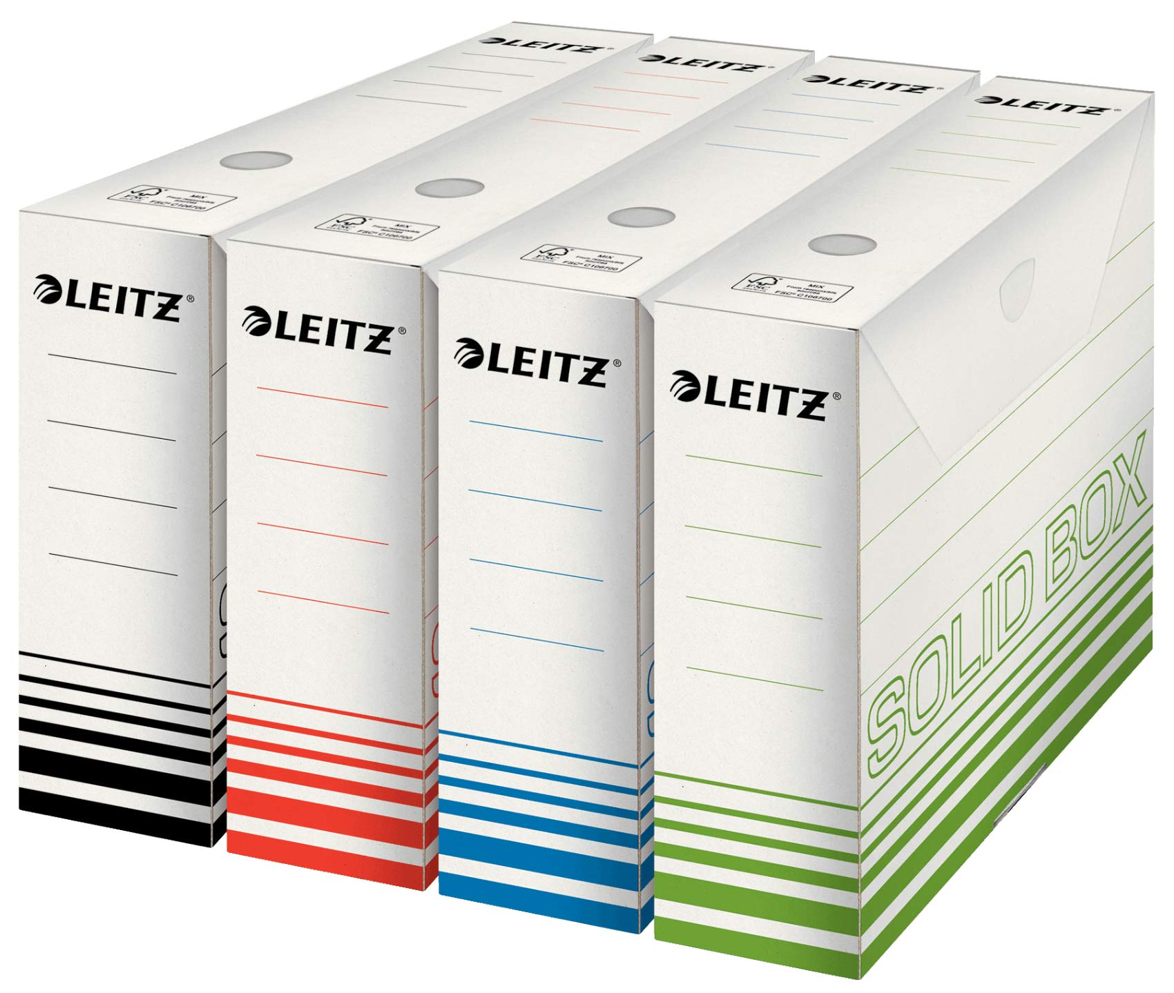 Esselte Leitz - Scatola per archivio Solid, 80 mm, in cartone ondulato, bianco