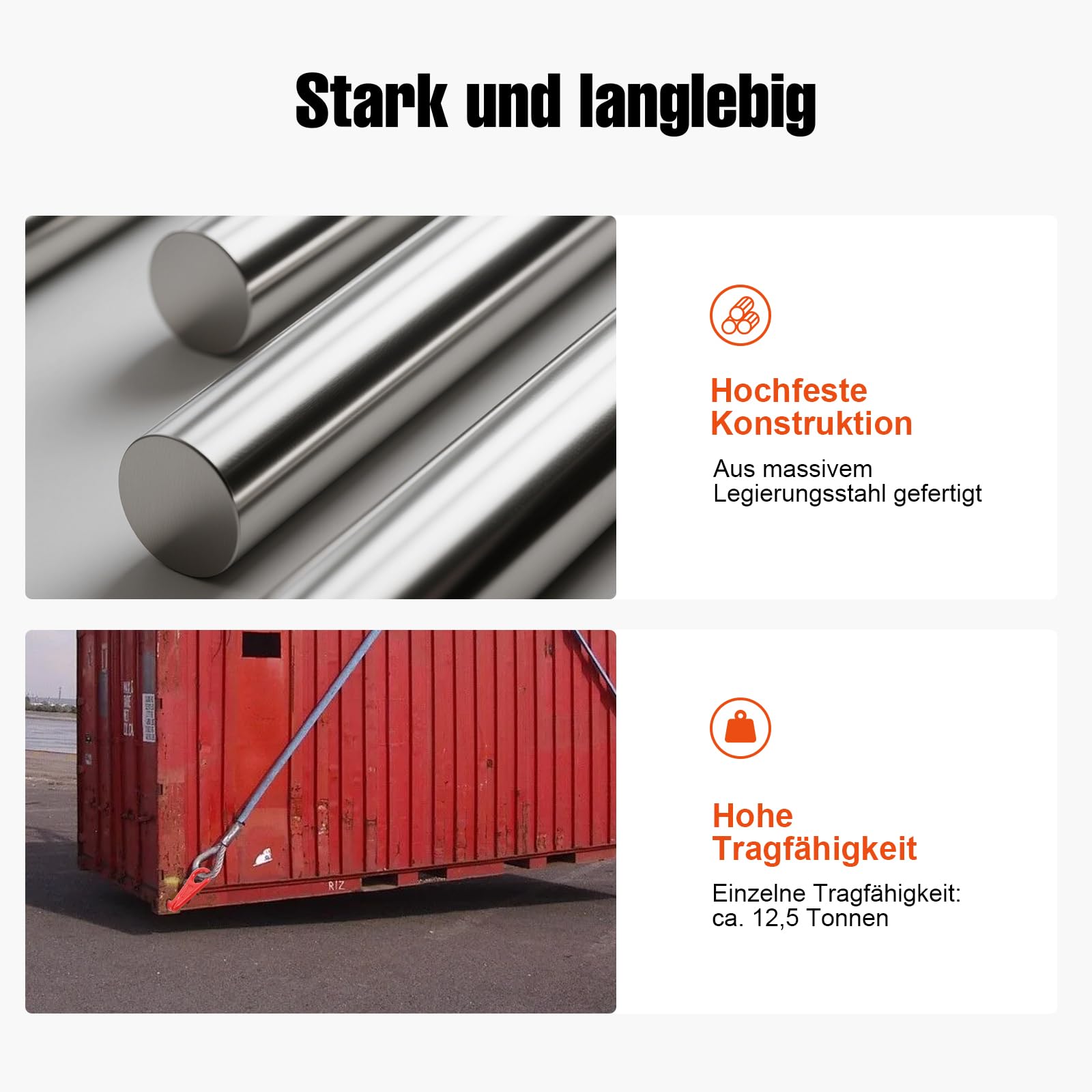 4pcs Containerhaken legierter Stahl,12.5T Tragfähigkeit (2 links+2 rechts)