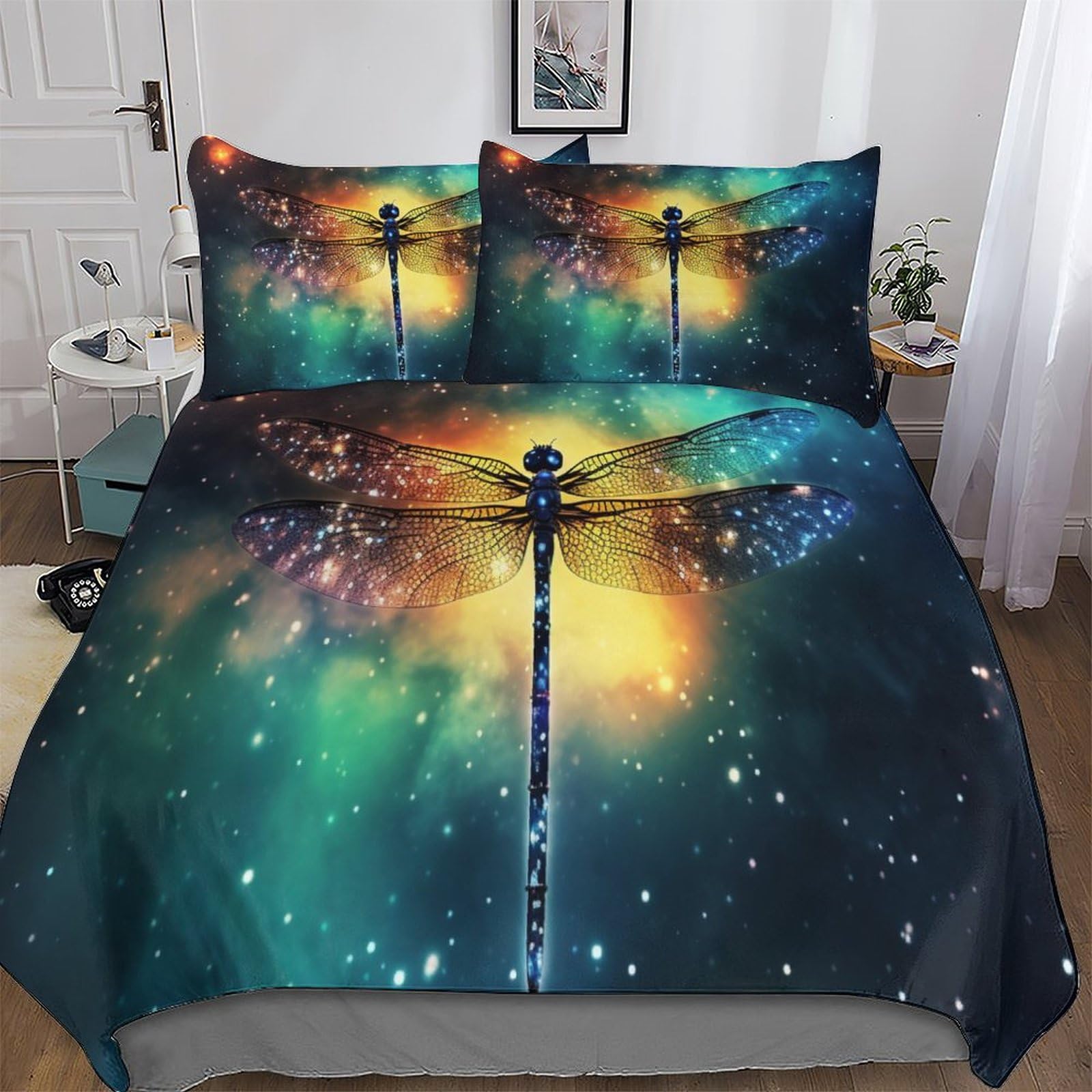 Dragonfly Housse de Couette en Microfibre Parure de Lit King 220x240cm pour Enfants et Ados