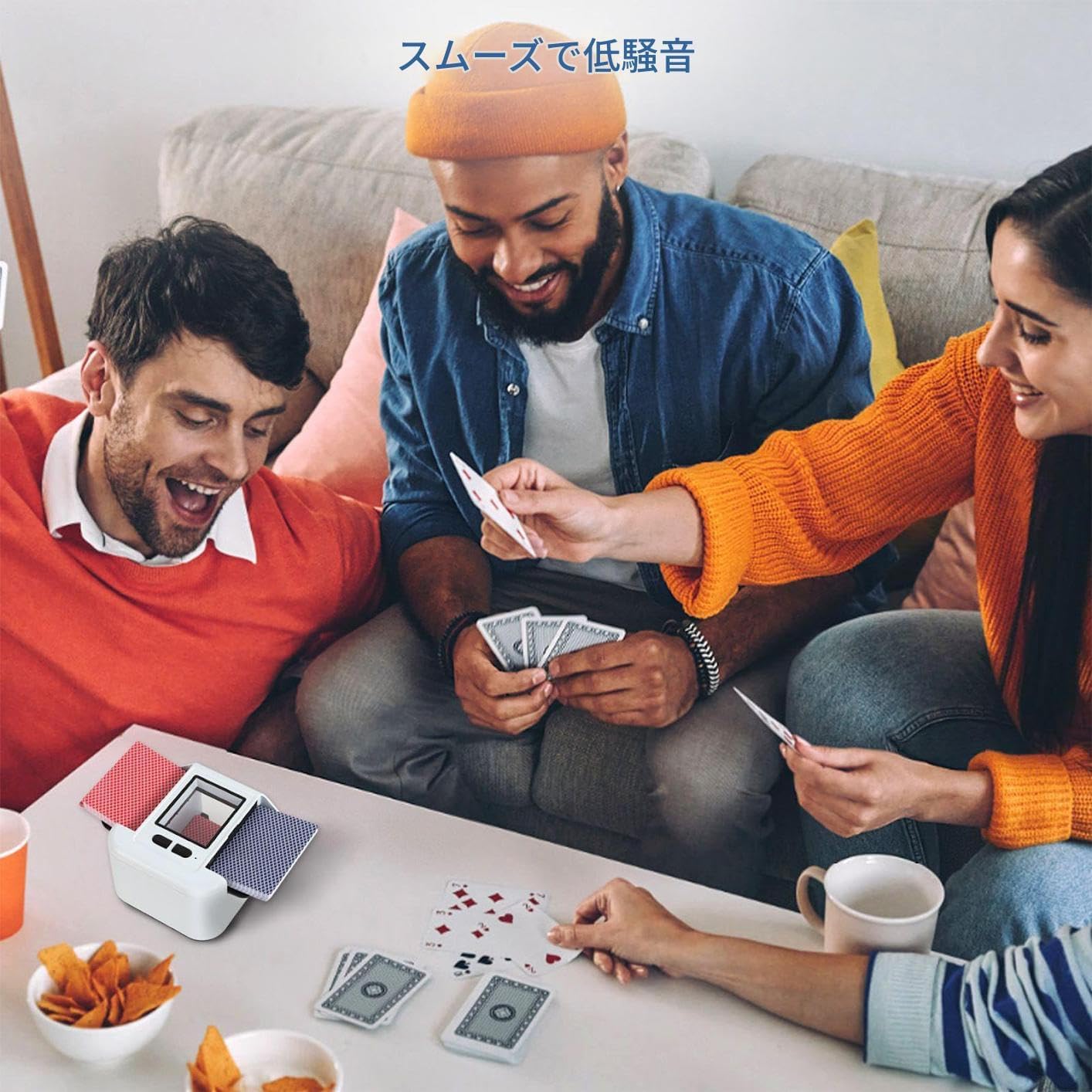 自動カードディーラー | 充電式自動カードシャッフル 1 2 デッキ対応 - 携帯型パーティー用品 旅行 マジシャン ポーカー ラミ