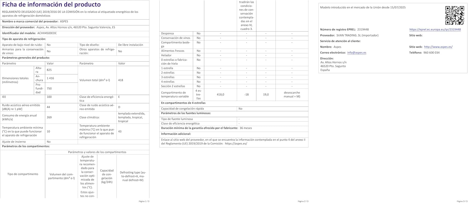 Aspes ACHH4500EDC External Dimensions Diagram