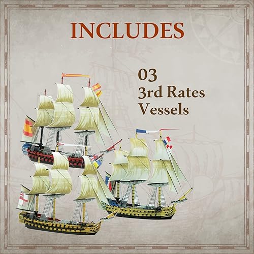 Vista 2 de Wargames Delivered - Warlord Games Black Seas - 3rd Rates Squadron (1770-1830), escala 1/700, juego de guerra naval miniatura, batallas de barcos