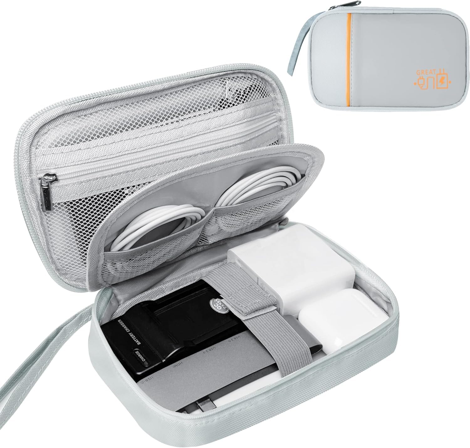 OCEANEVO polymer Mini (18 X 11 X 4 Cm) Gadget Organizer Bag For Travel, Hard Disk Pouch Case For Earphone, Pen Drive, Cables, Wire, Power Bank, Hdd Etc - Mini - Grey