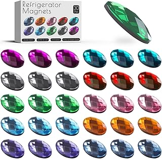 30 Pcs Refrigerator Magnets, Fridge Magnets, Gem Magnets, Colorful Magnets, Decorative Magnets for Fridge Whiteboard Locke...