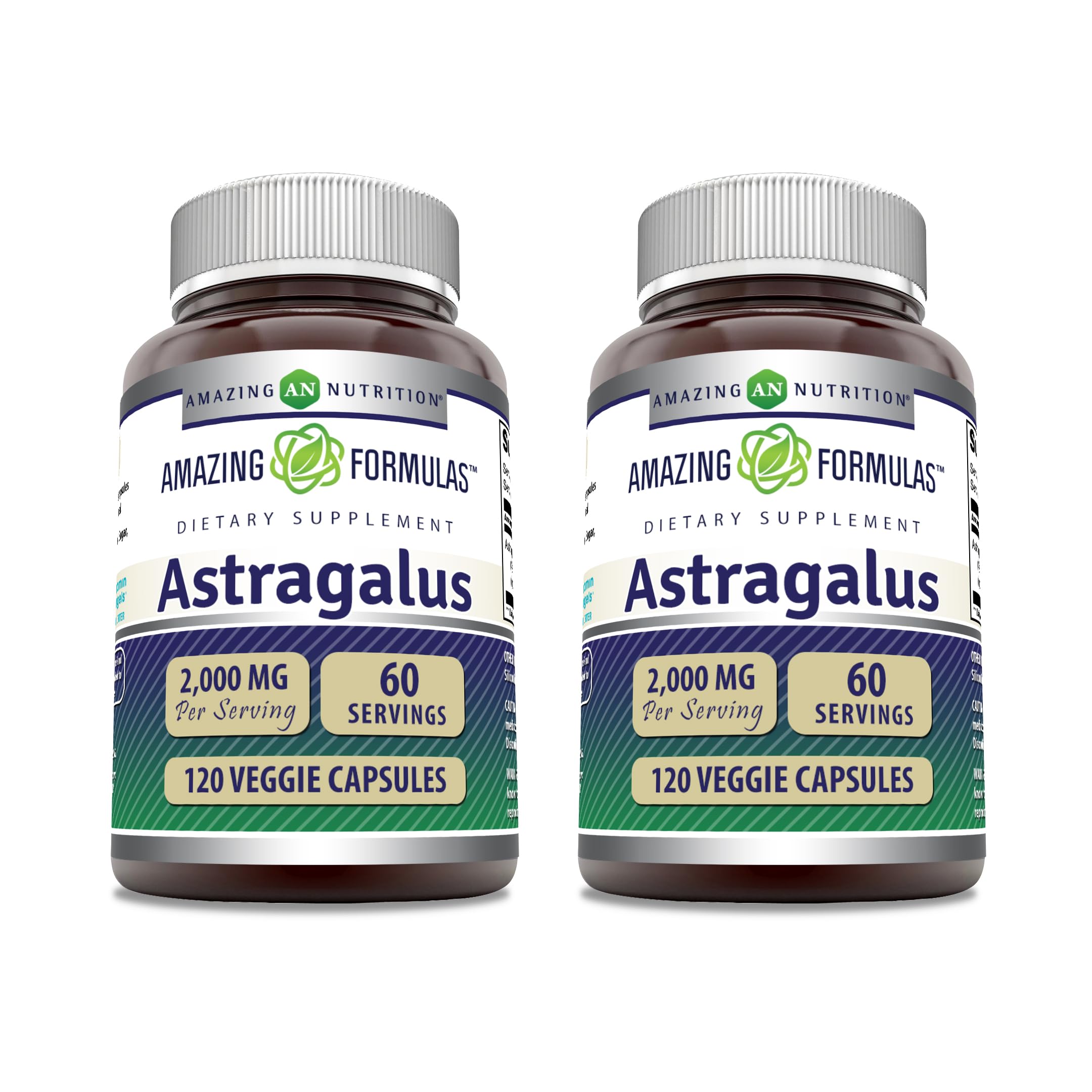 Amazing Formulas Astragalus 2000 mg Per Serving Capsules Supplement | Made from Pure Astragalus Membranaceus Plant Root Extract | Non-GMO | Gluten Free (120 Count | 2 Pack)