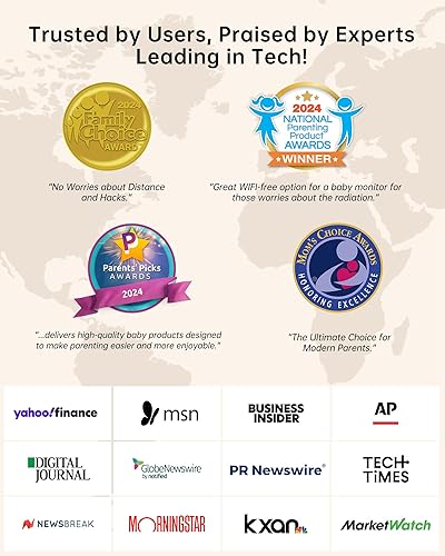 Miniatura 8 de Jartoo Monitor de bebé de video 2K con 2 cámaras y audio, monitor de bebé de largo alcance sin WiFi, pantalla dividida de 5.5 pulgadas, detección de