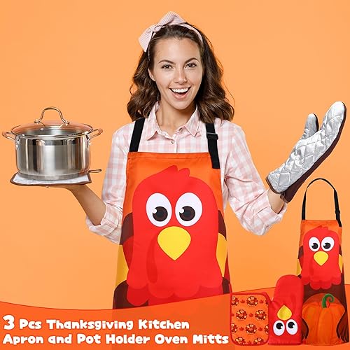 Miniatura 6 de Juego de 3 manoplas de cocina de Acción de Gracias, juego de guantes de cocina de Acción de Gracias, regalo de cocina para mujeres y hombres, Como