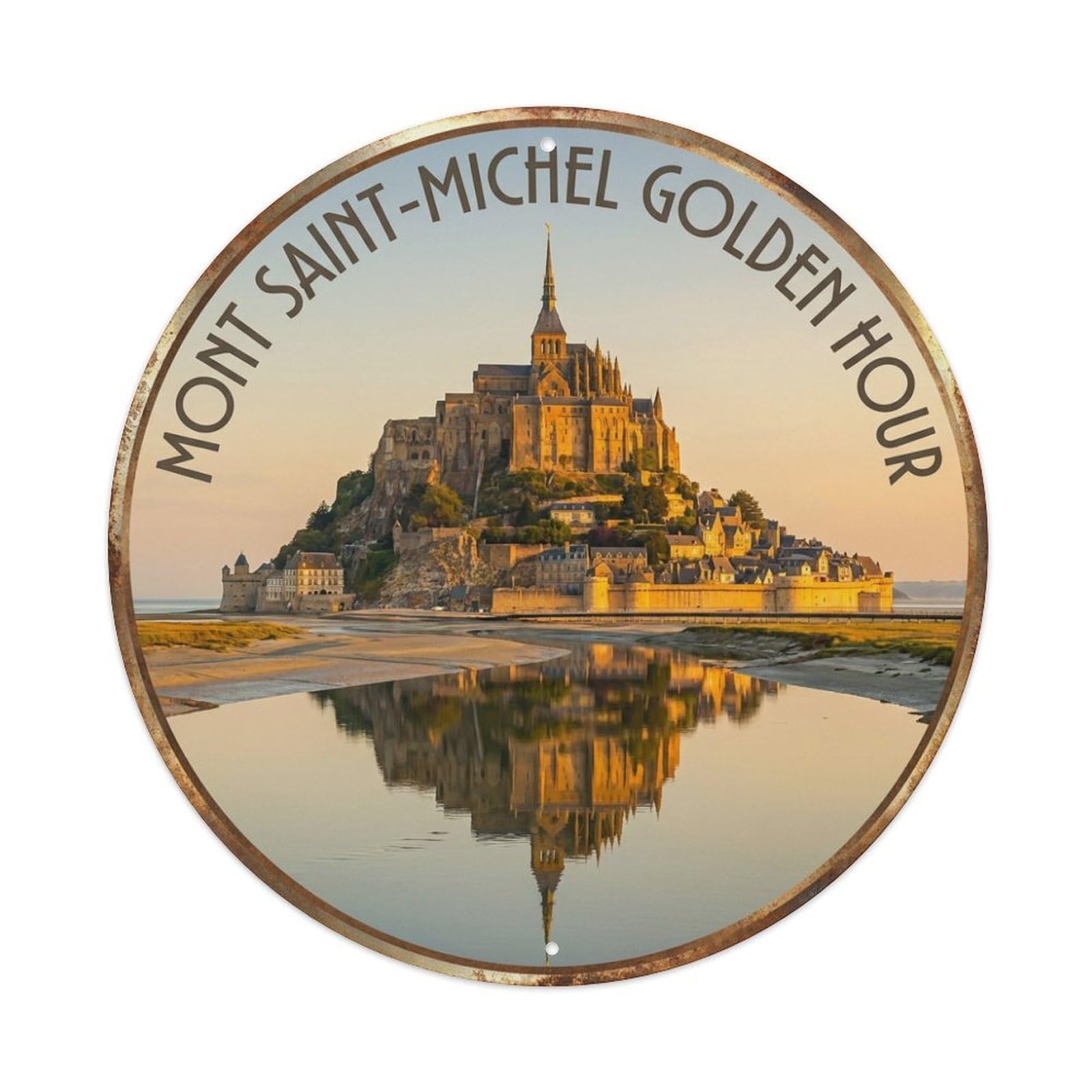 France Mont Saint Michel Golden Hour Heritage Travel Metal Tin Sign