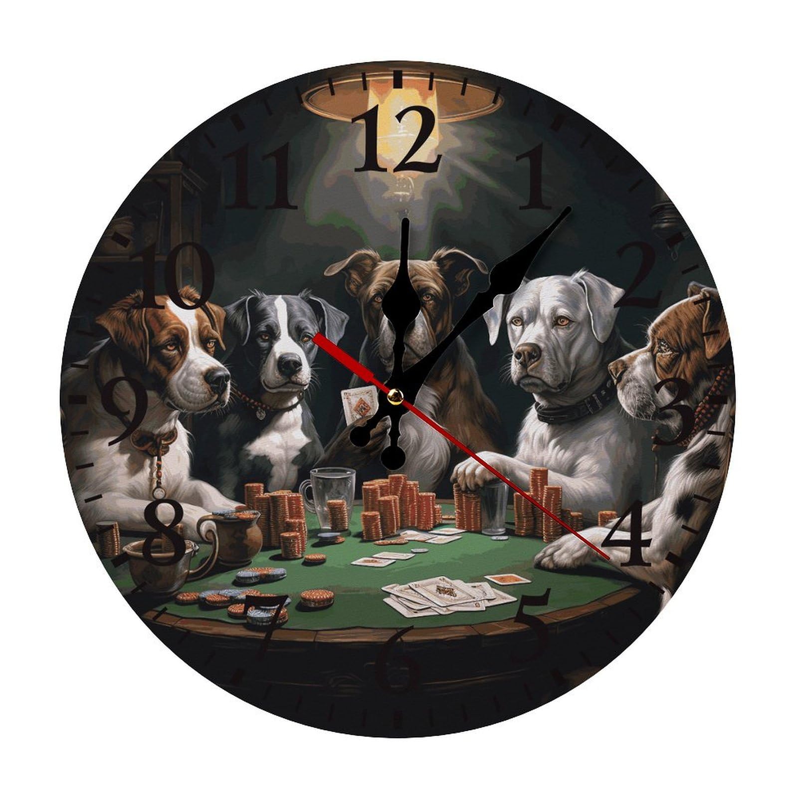 Horloge murale ronde chiens de poker, une idée cadeau drôle pour salon