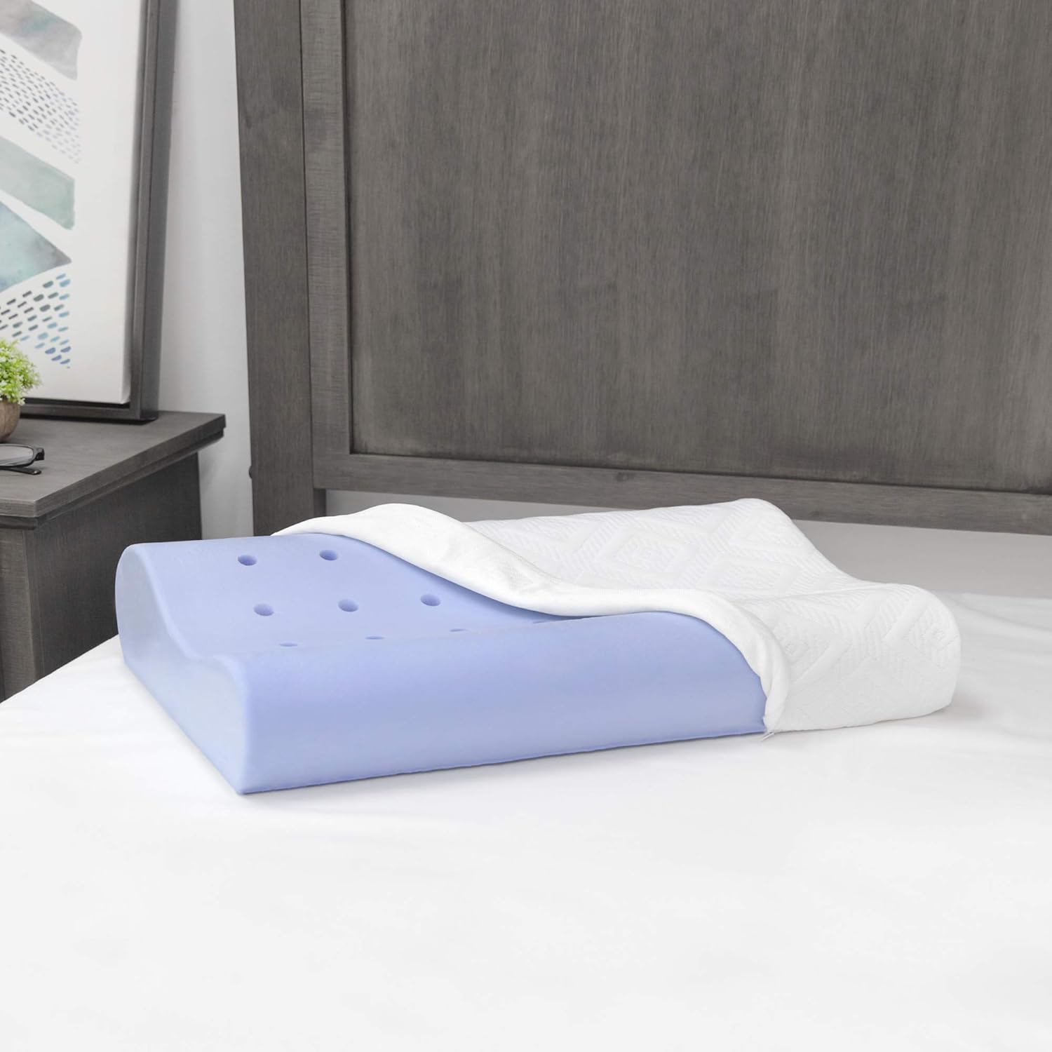 SensorPEDIC Solutions by SensorGel Contour Memory Foam Side and Back Sleepers Bed Pillow, 1 Count (Pack of 1), White : Home & Kitchen