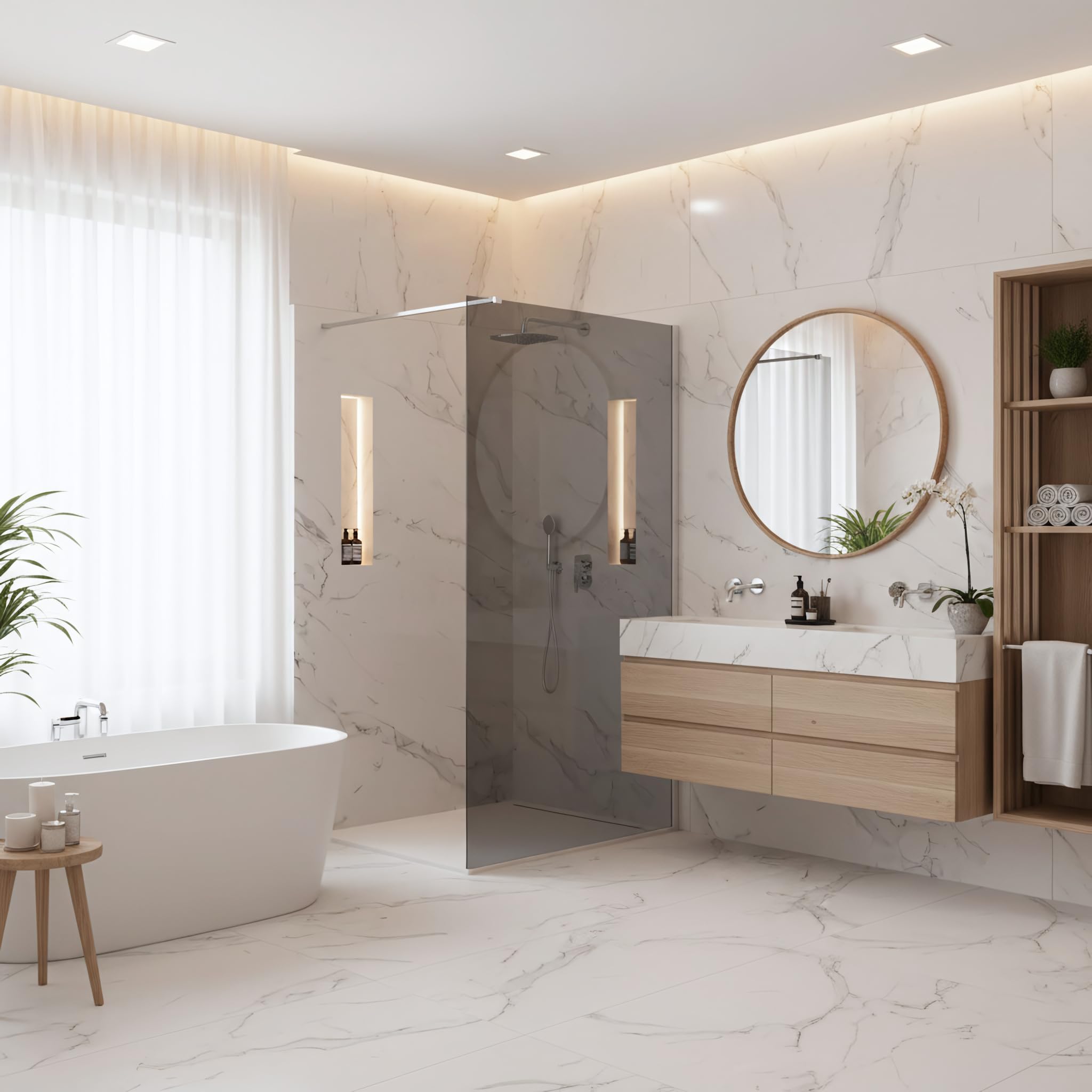 Rea ścianka prysznicowa Flexi Grey 80, Chrom