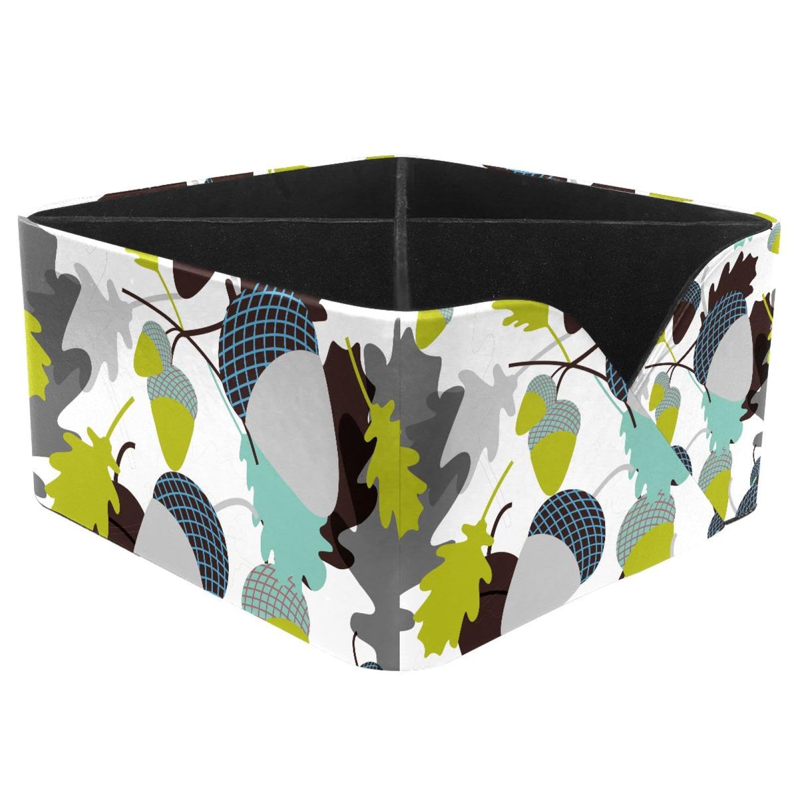KengjuTesu Acorns and Leaves Desktop Organizer Pen Holder, Rectangular Pencil Cup for Office, Study and Makeup Stations