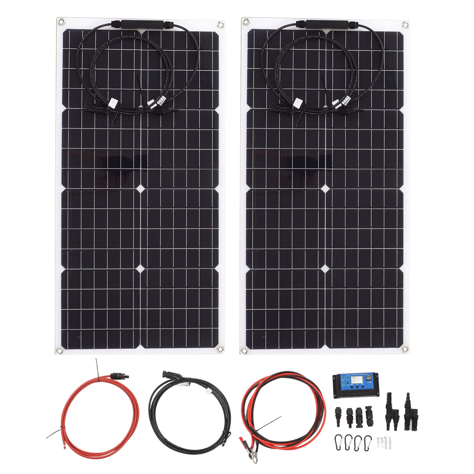 Fdit 50W Monokrystaliczny Zestaw Panelu Słonecznego IP65 Wodoodporny 18V z Regulatorem Ładowania 40A do Kampera, Kempingu, Awarii Zasilania, Podróży na Zewnątrz