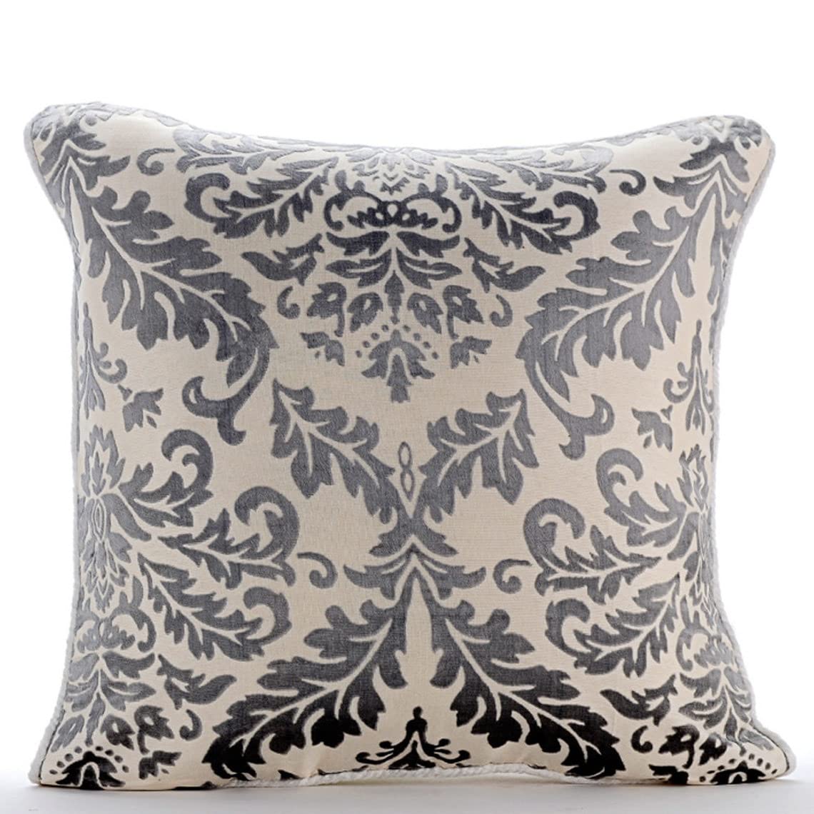 Fabric Mart Direct Paloma Green 60x60 cm Burnout Velvet Federa Letto, Grigio Velluto Fodere Per Cuscino, Contemporaneo Damasco Federa Divano - Paloma Grey Damask