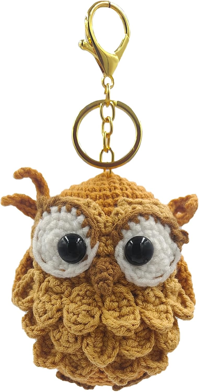 CHEZBABY Handmade Crochet Cute Bag Charm Key Chain Car Keyring Handbag Cute Purse Charm Pendant for Man and Women