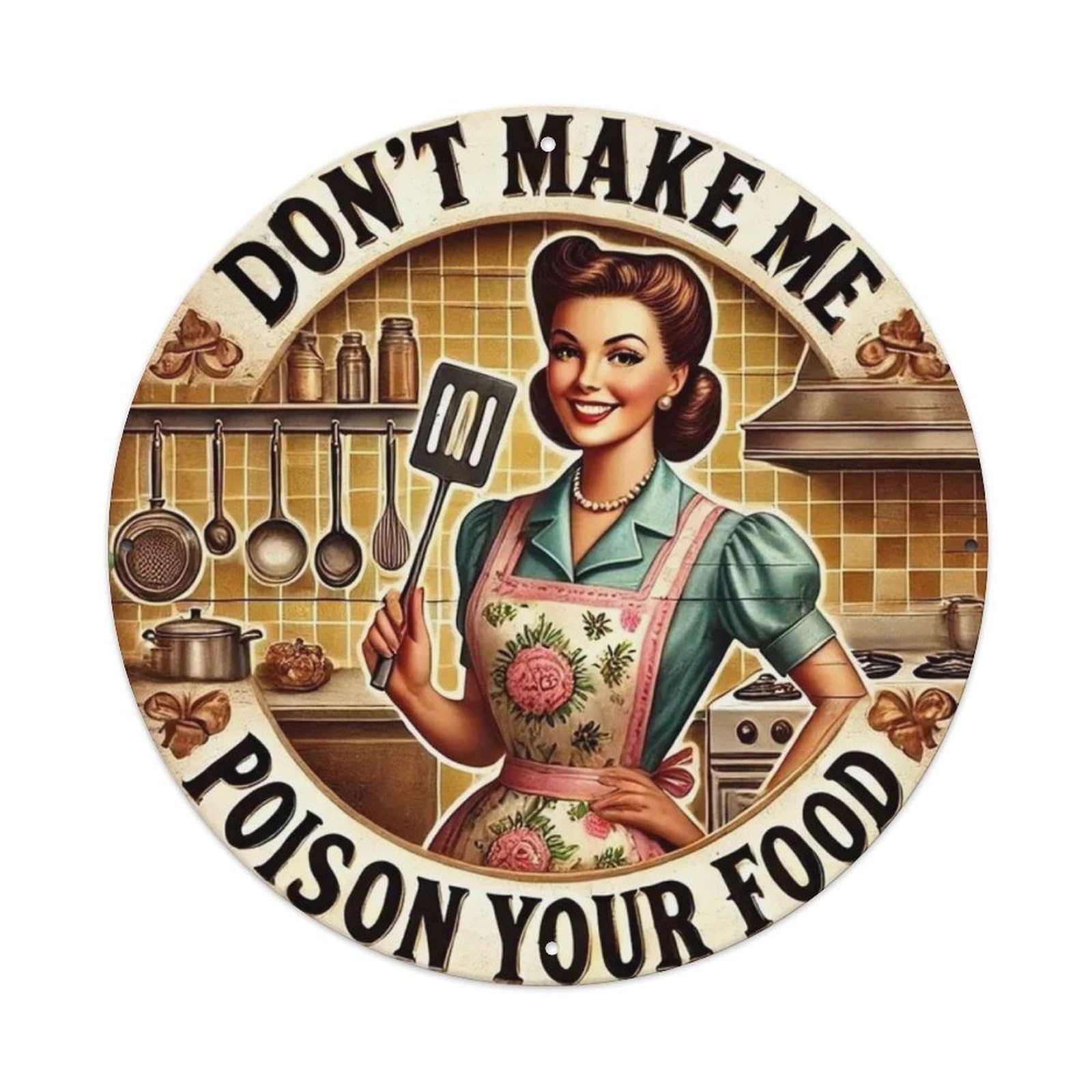 Igtefte Vintage Don't Make Me Poison Your Food- Tin Sign Style Home Bar Garden Wall Plaque Decor Metal Poster 8X8 Inch